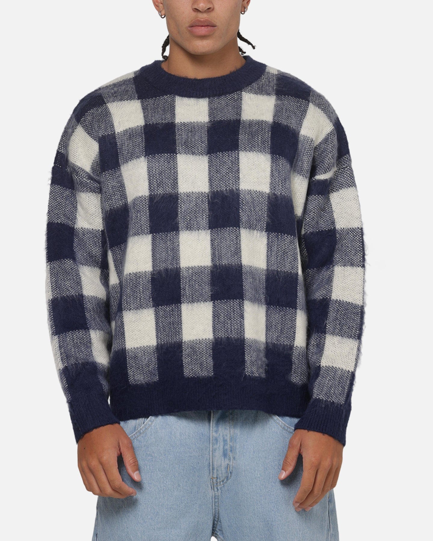 Carre Ombre Knitted Jumper Navy Plaid