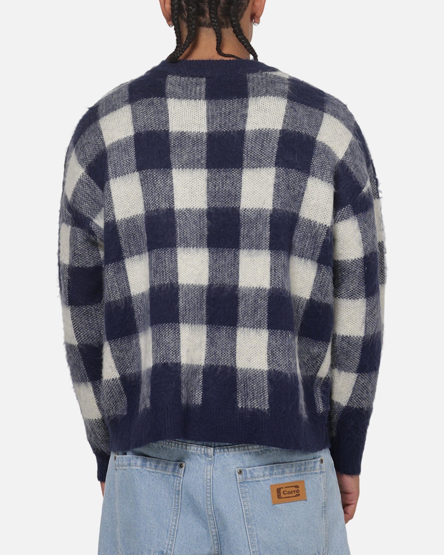 Carre Ombre Knitted Jumper Navy Plaid