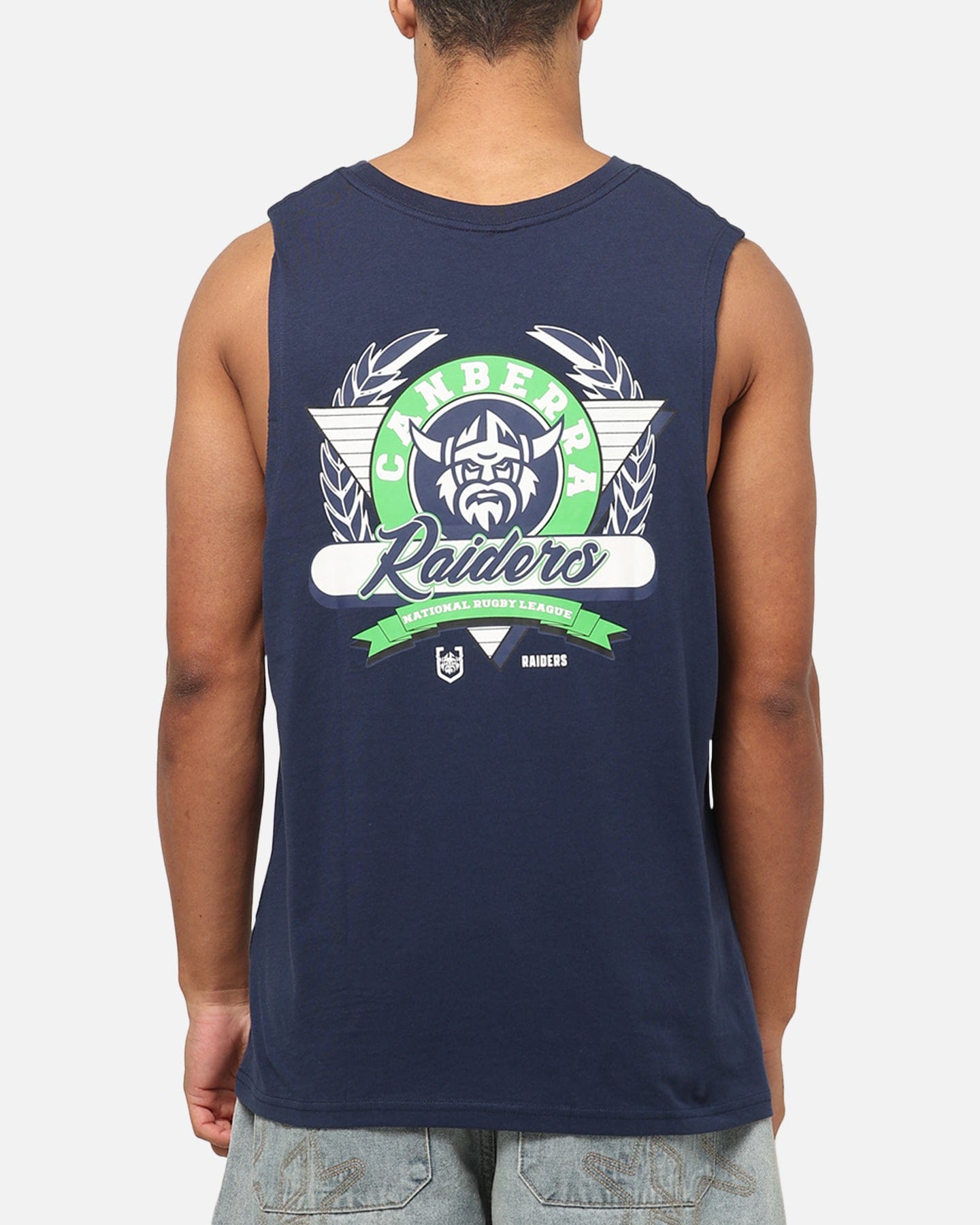 Bleacher Athletic Canberra Raiders NRL Adult Muscle T - Shirt Navy