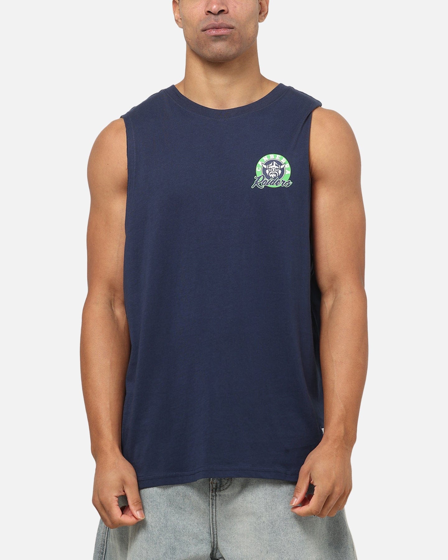 Bleacher Athletic Canberra Raiders NRL Adult Muscle T - Shirt Navy