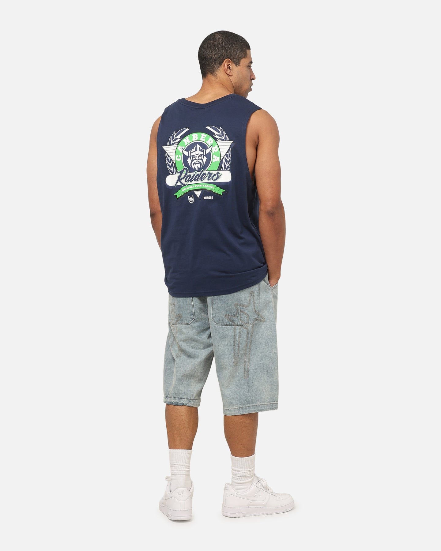Bleacher Athletic Canberra Raiders NRL Adult Muscle T - Shirt Navy