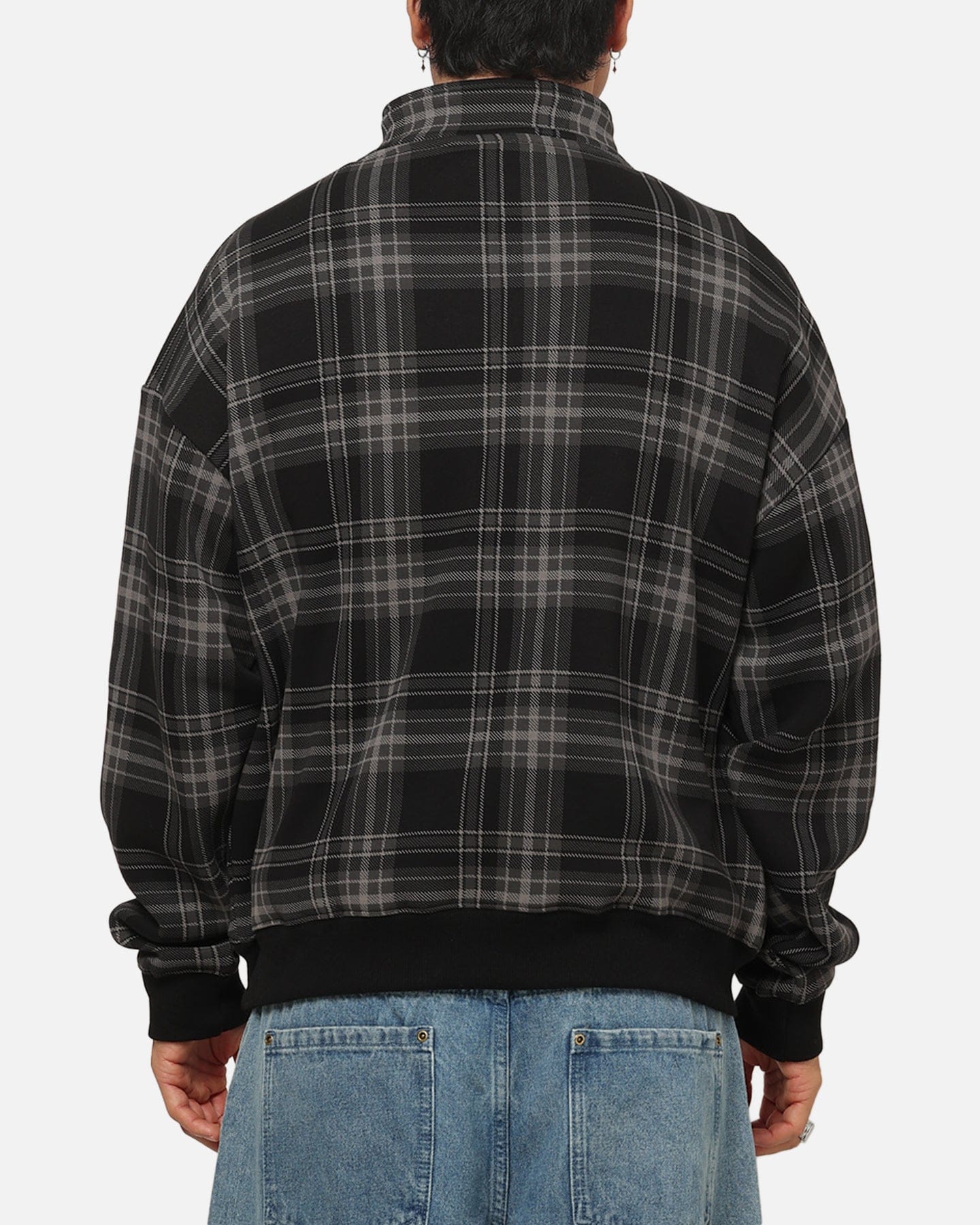 Carre Gridlock 1/4 Zip Crewneck Black Plaid