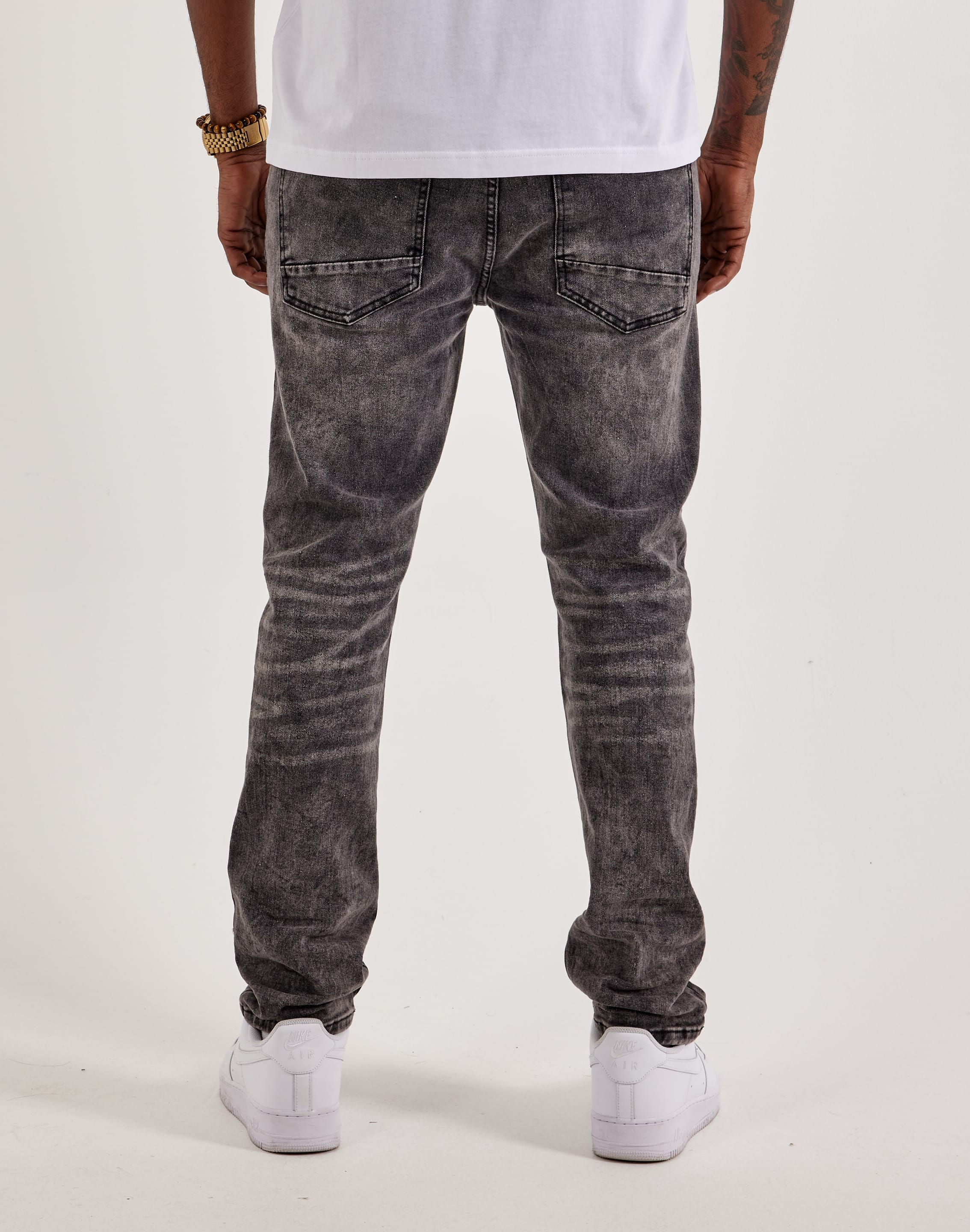 Smoke Rise Distressed Knee Burst Slim Denim Jeans