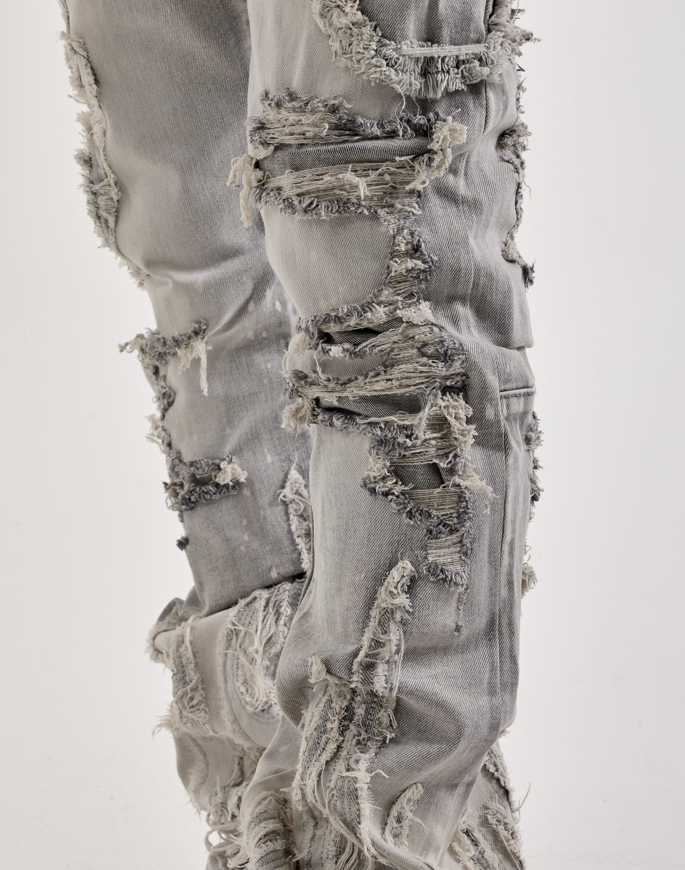 Smoke Rise Flame Rip & Repair Distressed Stacked Denim Jeans