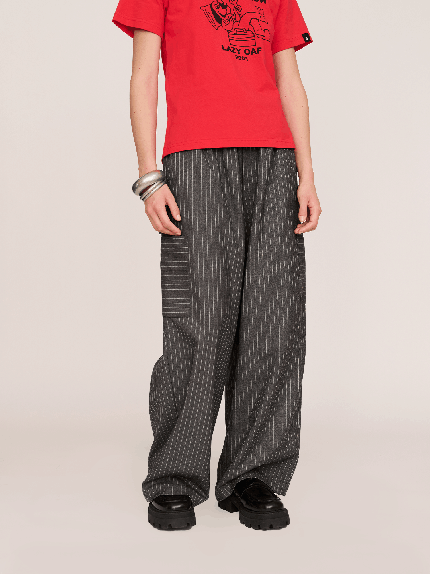 UTILITY Pinstripe Utility Straight Leg Trousers - Shipping From 04/08