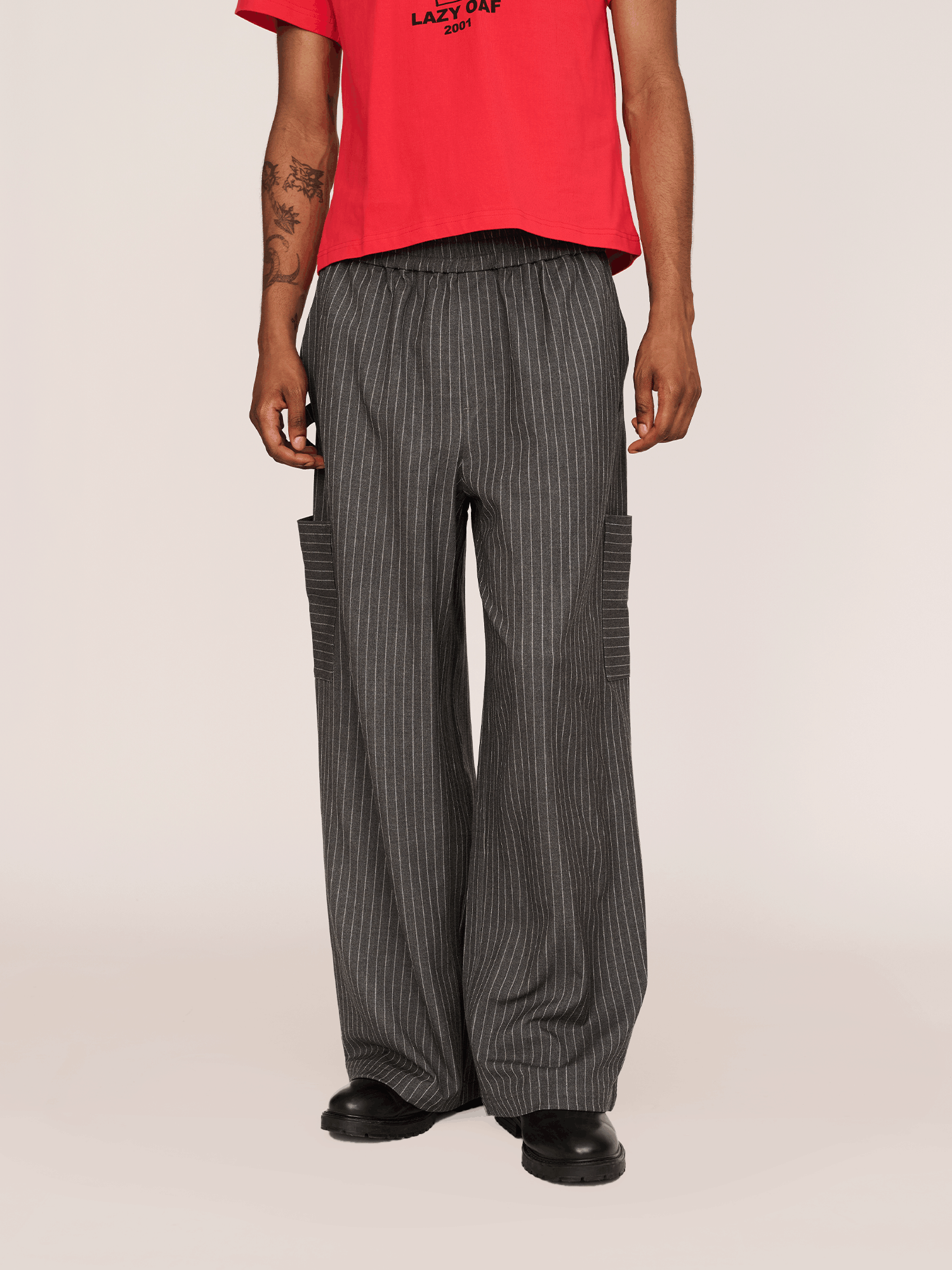 UTILITY Pinstripe Utility Straight Leg Trousers - Shipping From 04/08