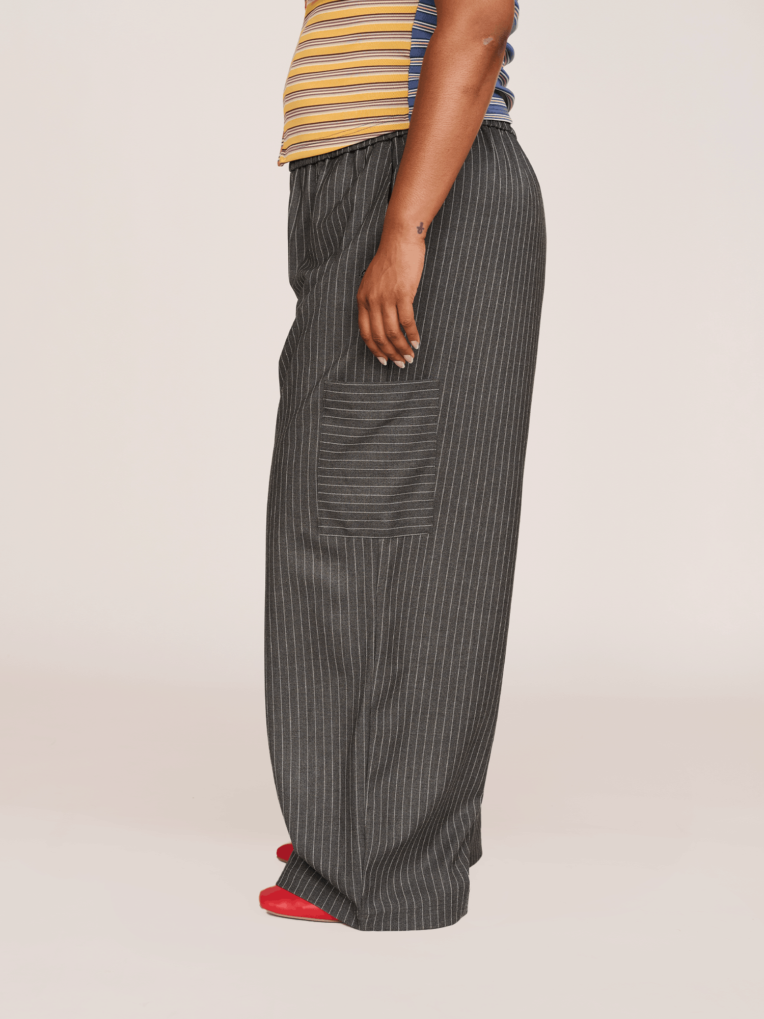UTILITY Pinstripe Utility Straight Leg Trousers - Shipping From 04/08