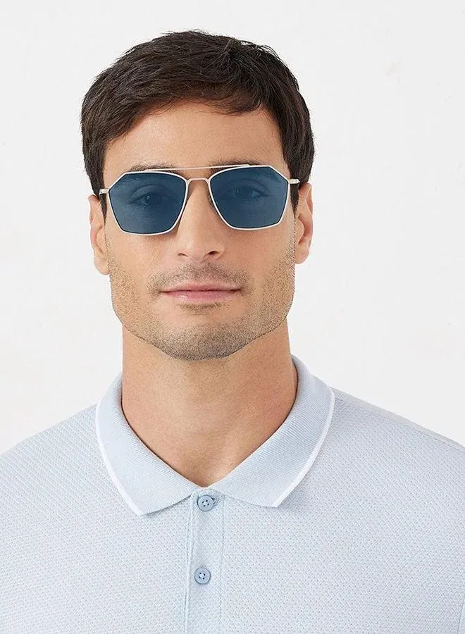 30Sundays FIGARO,Men Sunglasses, Aviator Sunglasses, UV Protection: UV400 (Silver,Blue) for Men | Best Price UAE
