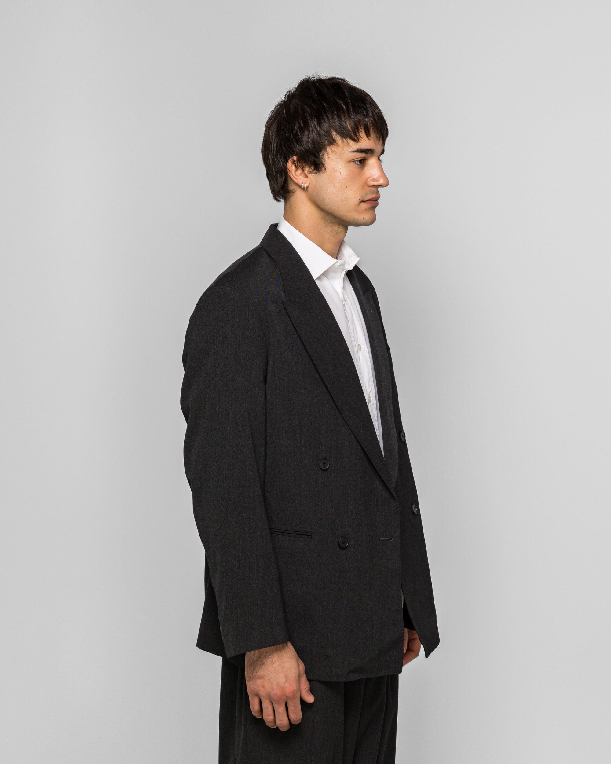 A.presse Wool Double Breasted Jacket - Charcoal