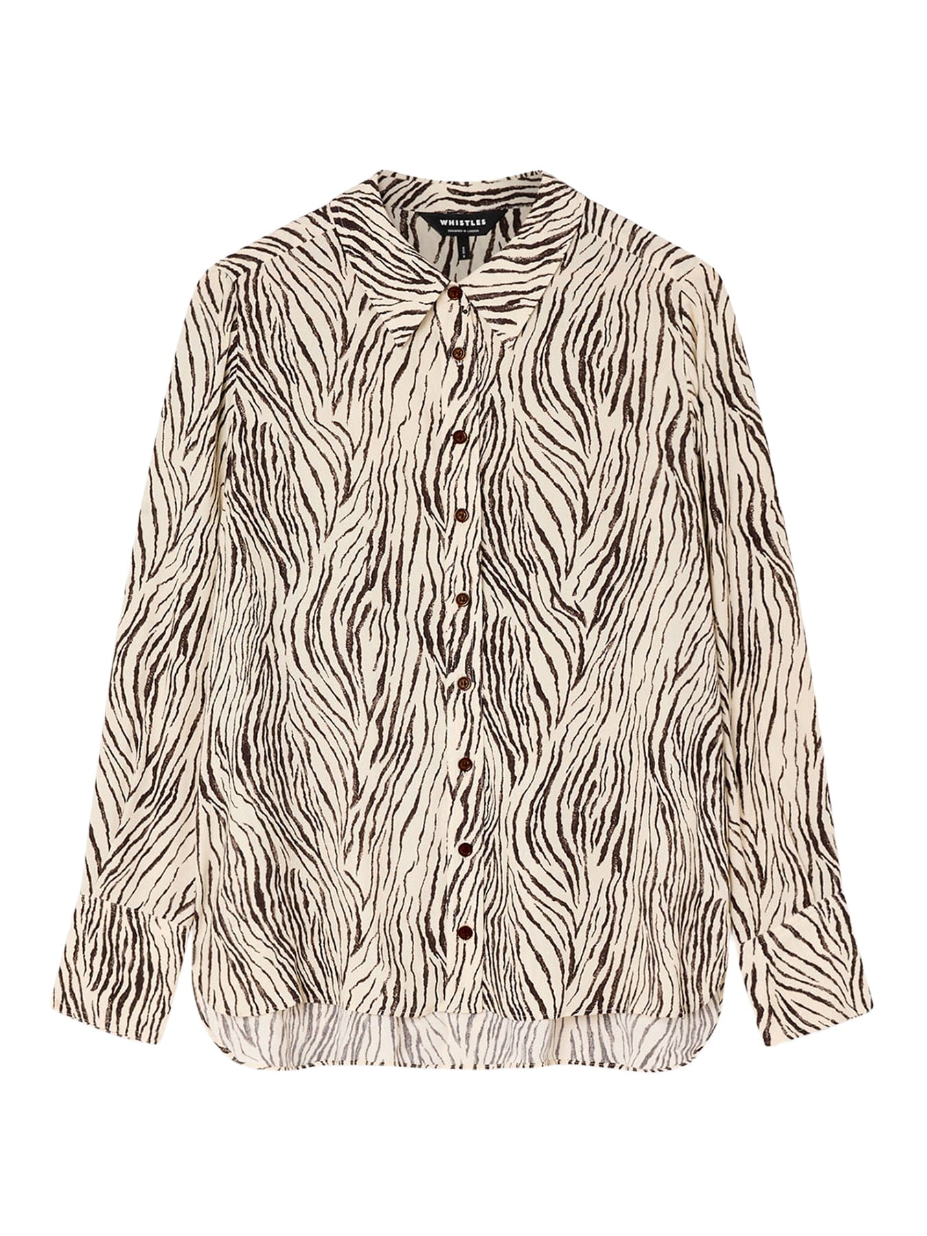 Whistles Zebra Button Through Shirt Brown