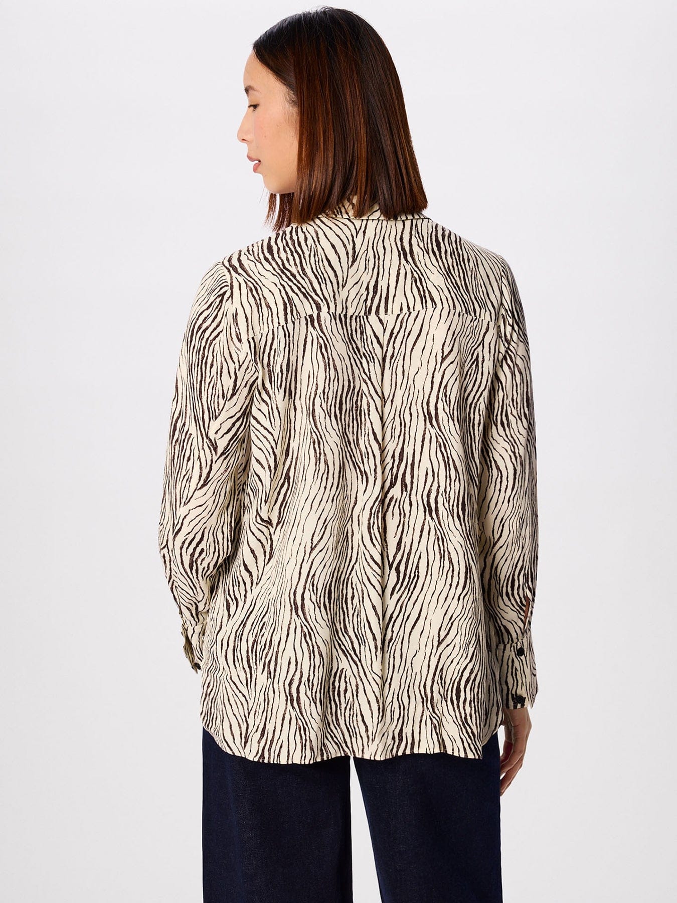 Whistles Zebra Button Through Shirt Brown