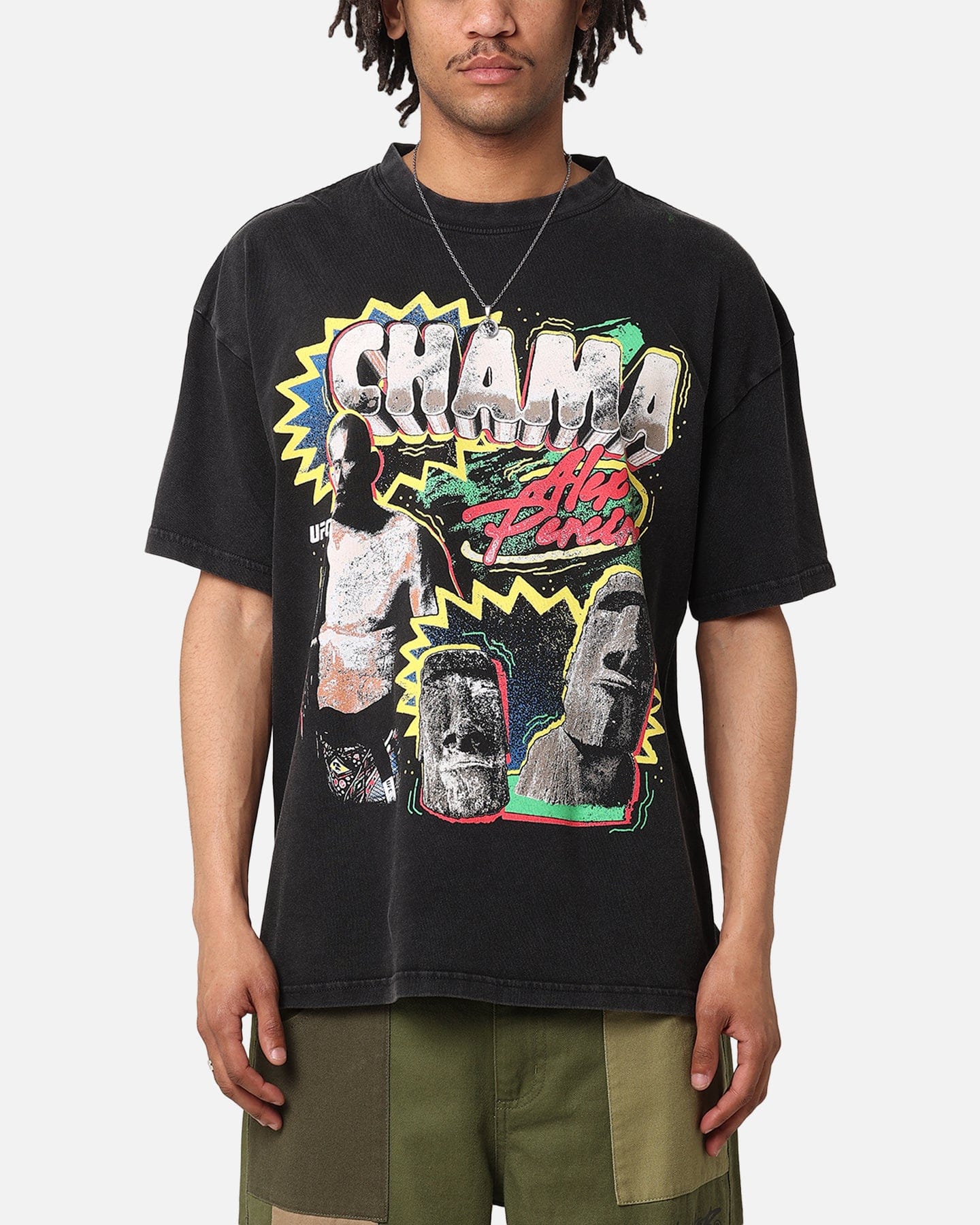 Vintage UFC By Culture Kings Alex Pereira Chama Vintage T - Shirt Black Acidwash