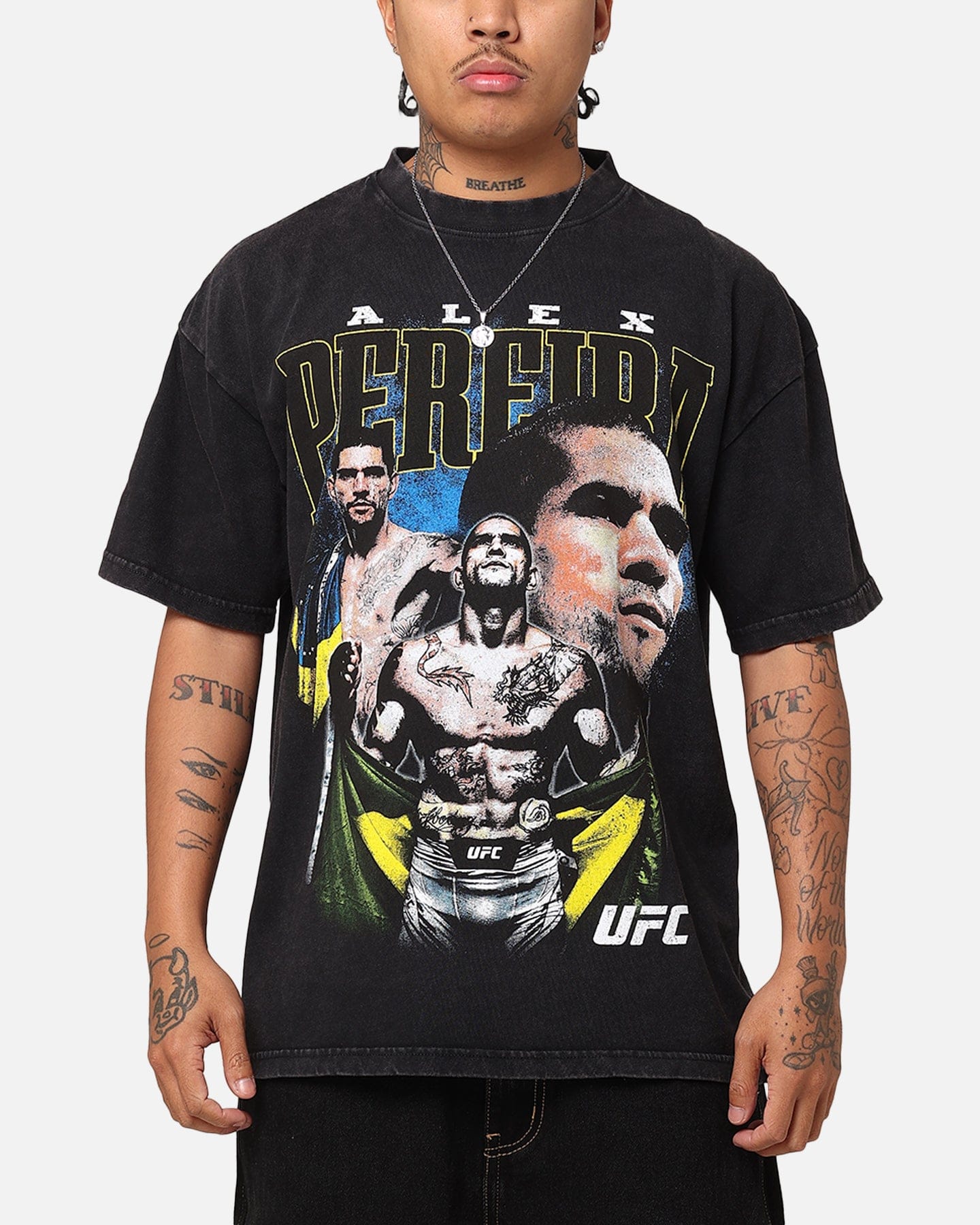 Vintage UFC By Culture Kings Alex Pereira Vintage T - Shirt Black Acidwash