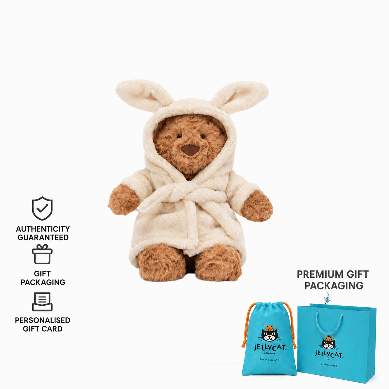 Jellycat Bartholomew Bear Bathrobe 26 cm Luxury Gift Set