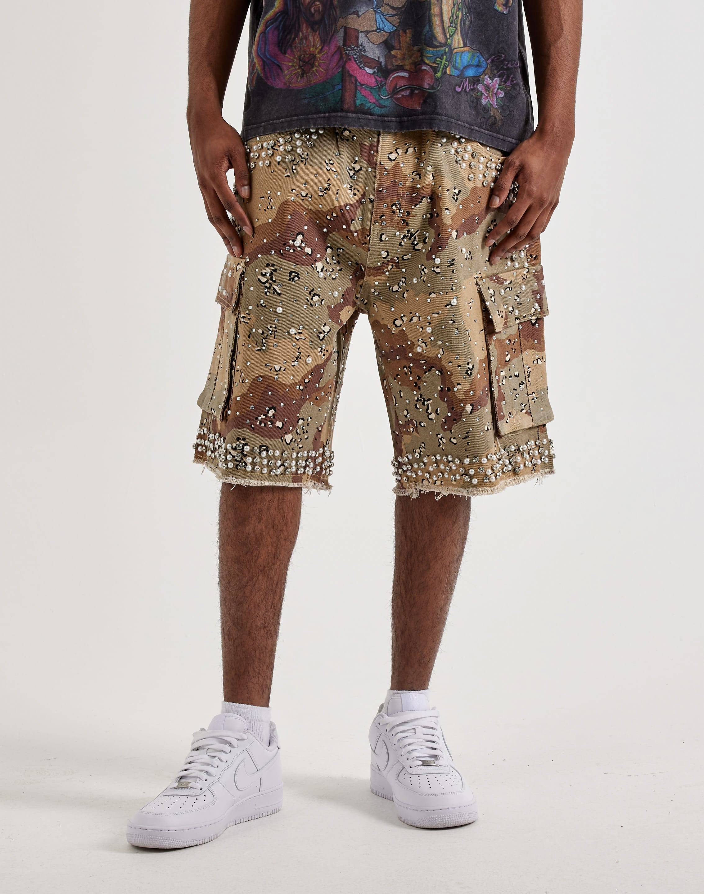 Waimea Rhinestone Pearl Cargo Shorts