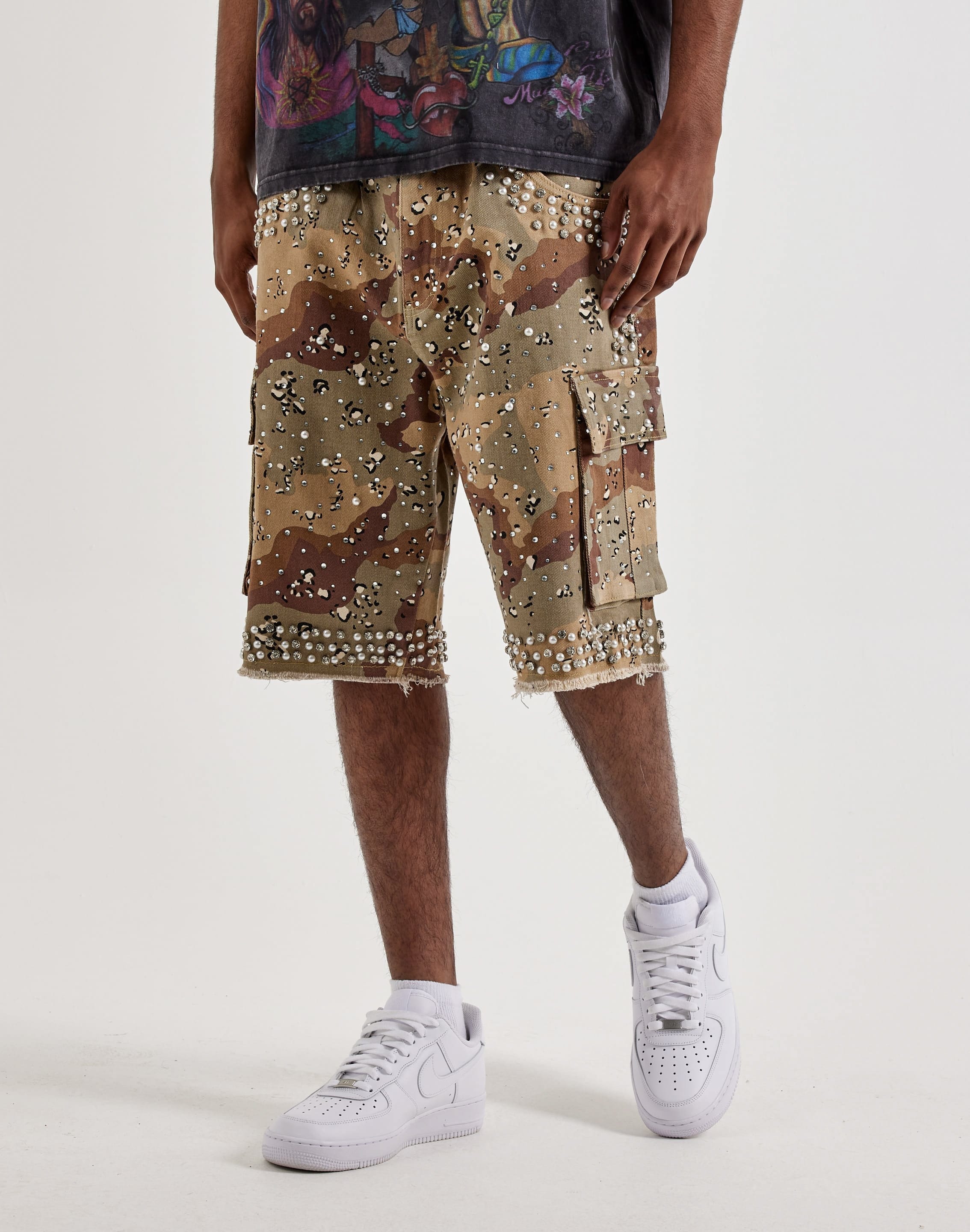 Waimea Rhinestone Pearl Cargo Shorts