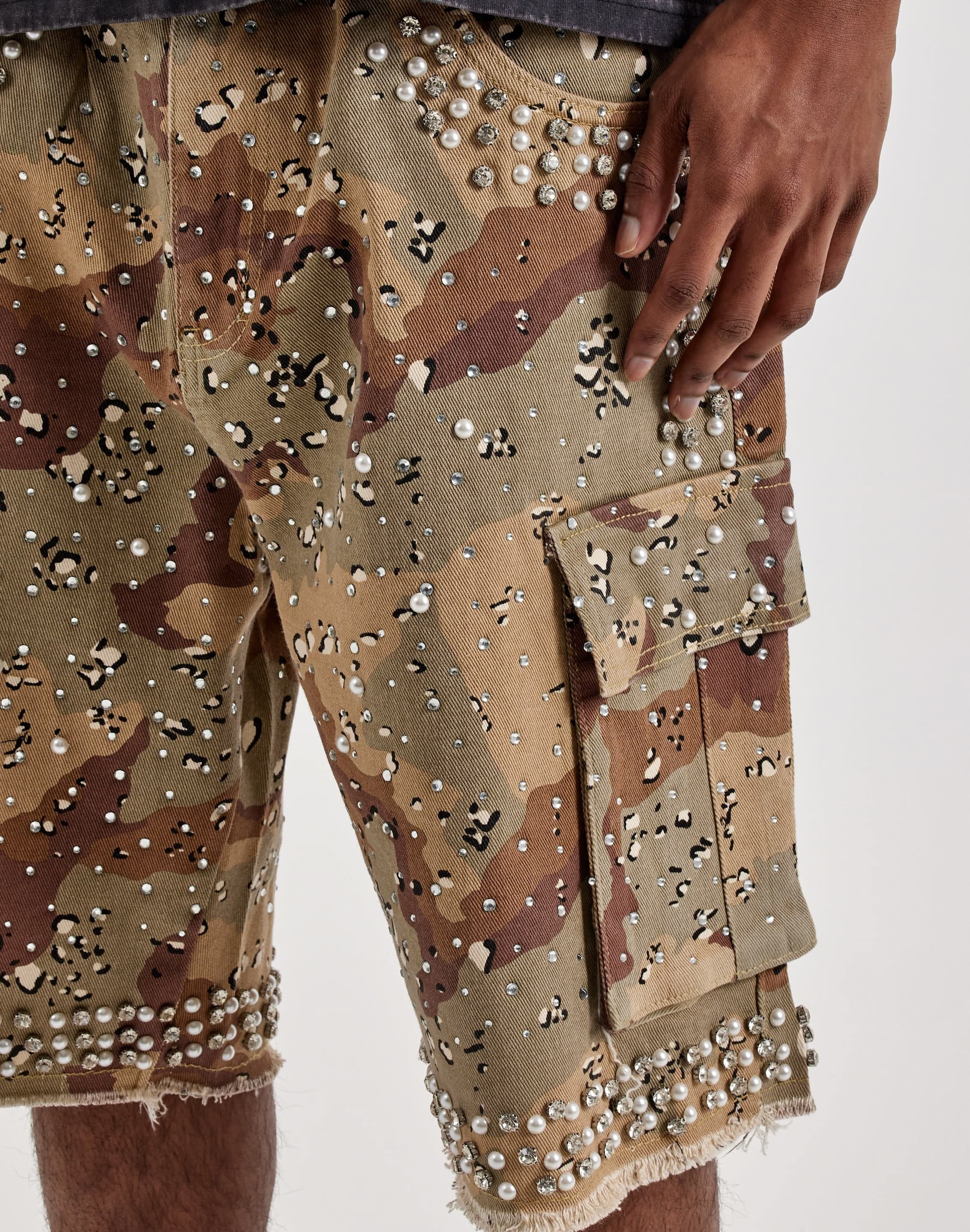 Waimea Rhinestone Pearl Cargo Shorts