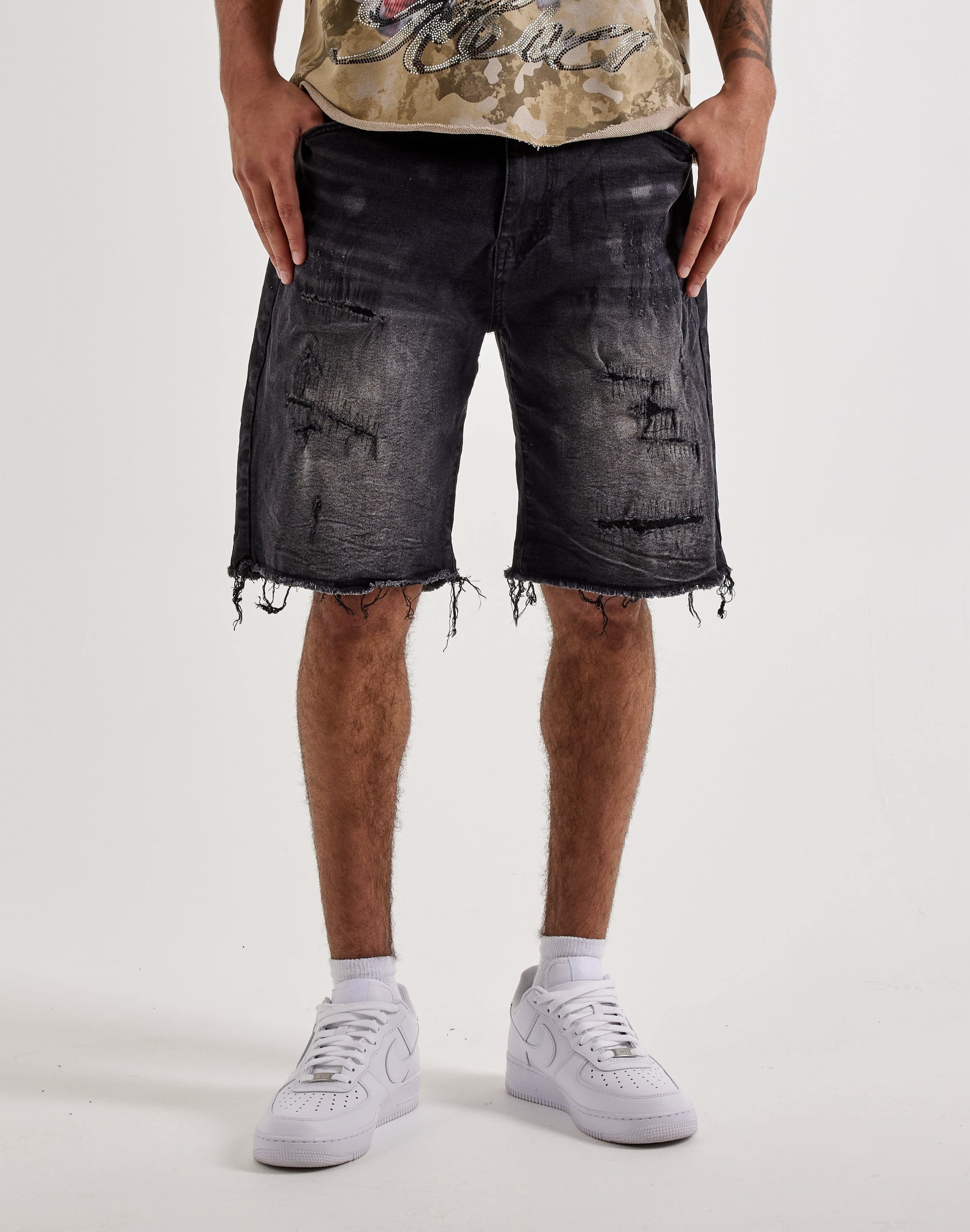 Smoke Rise Distressed Denim Shorts