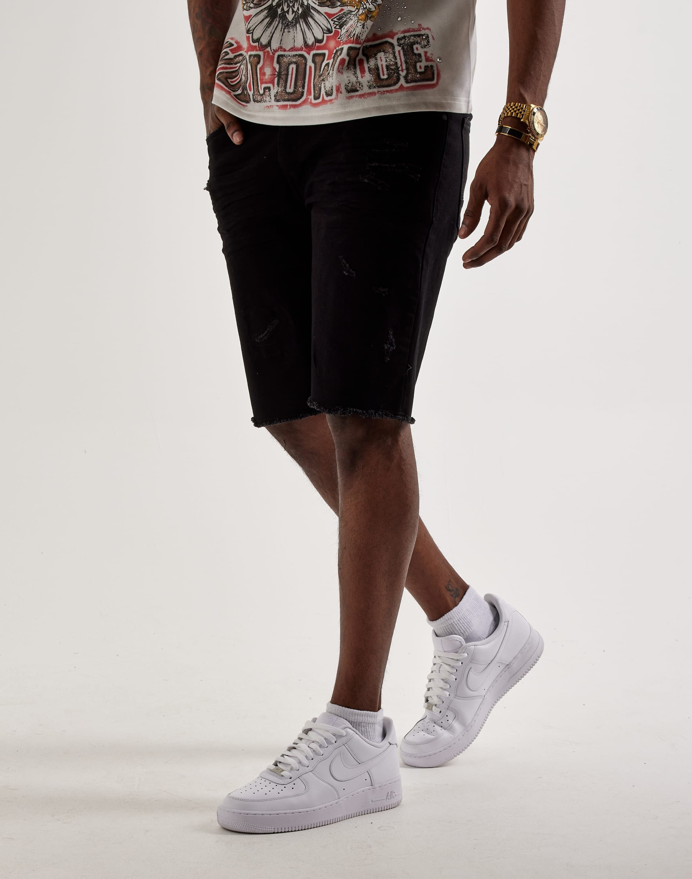 Smoke Rise Rip Off Denim Shorts