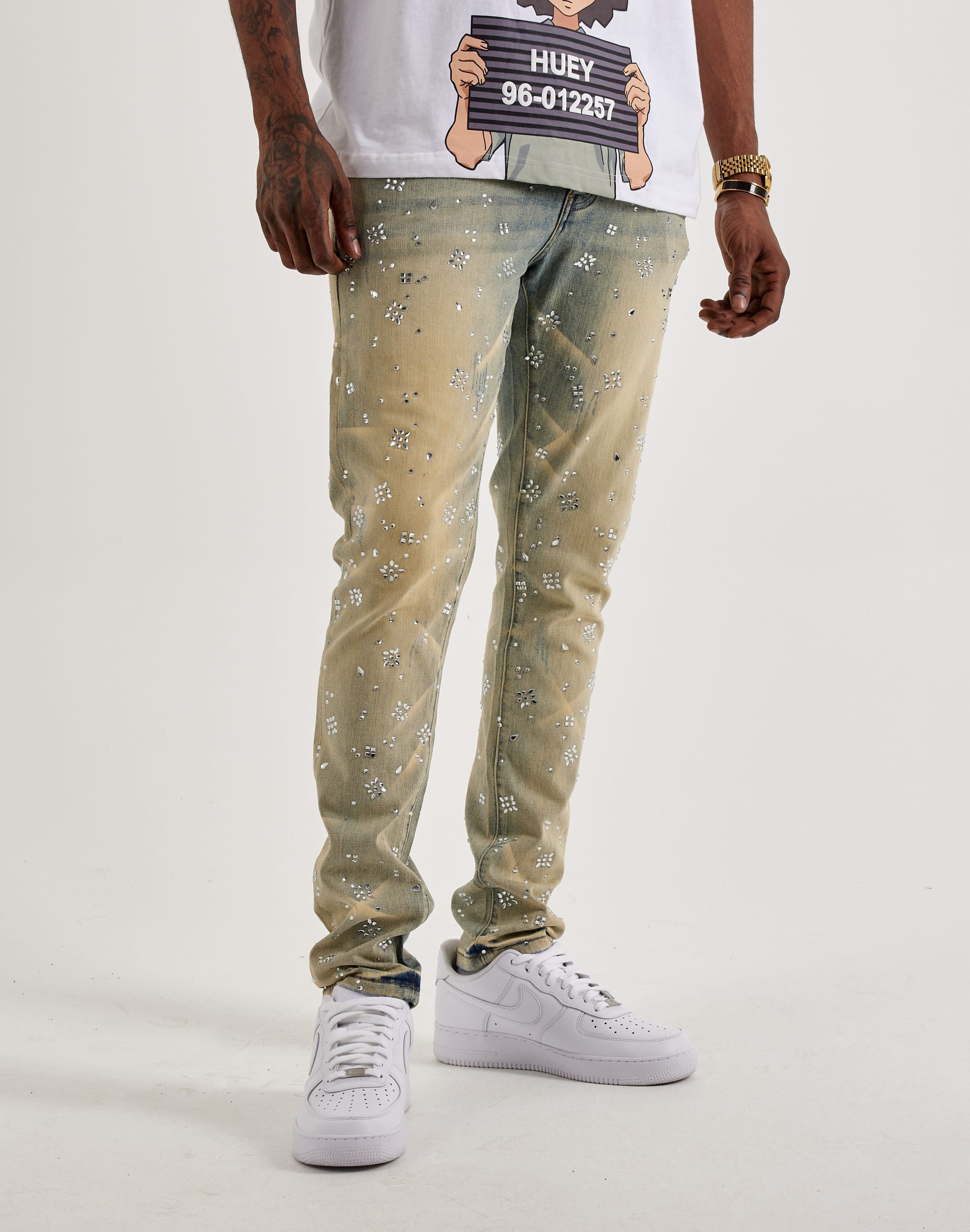 GFTD la Kevin Slim Rhinestone Denim Jeans