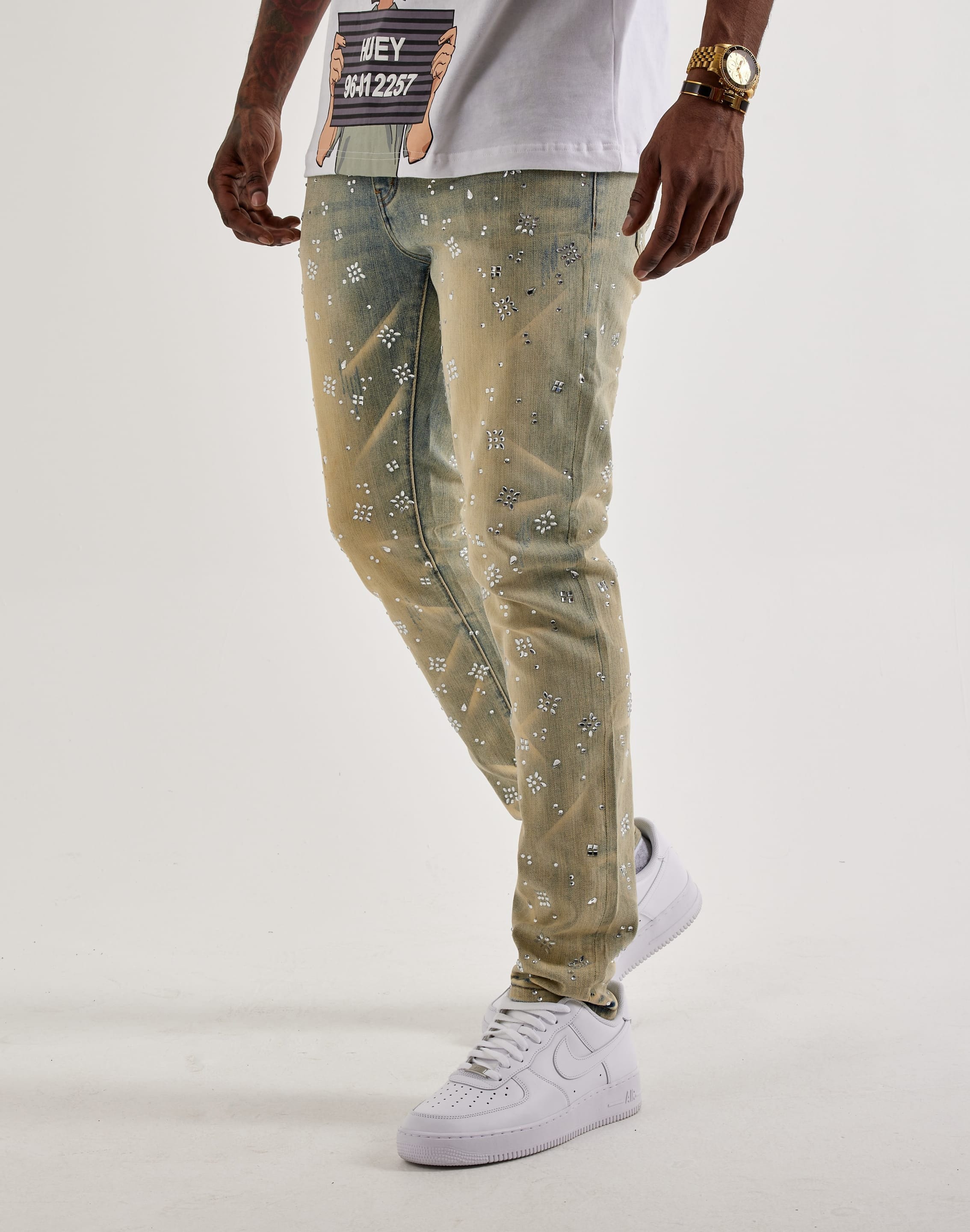 GFTD la Kevin Slim Rhinestone Denim Jeans