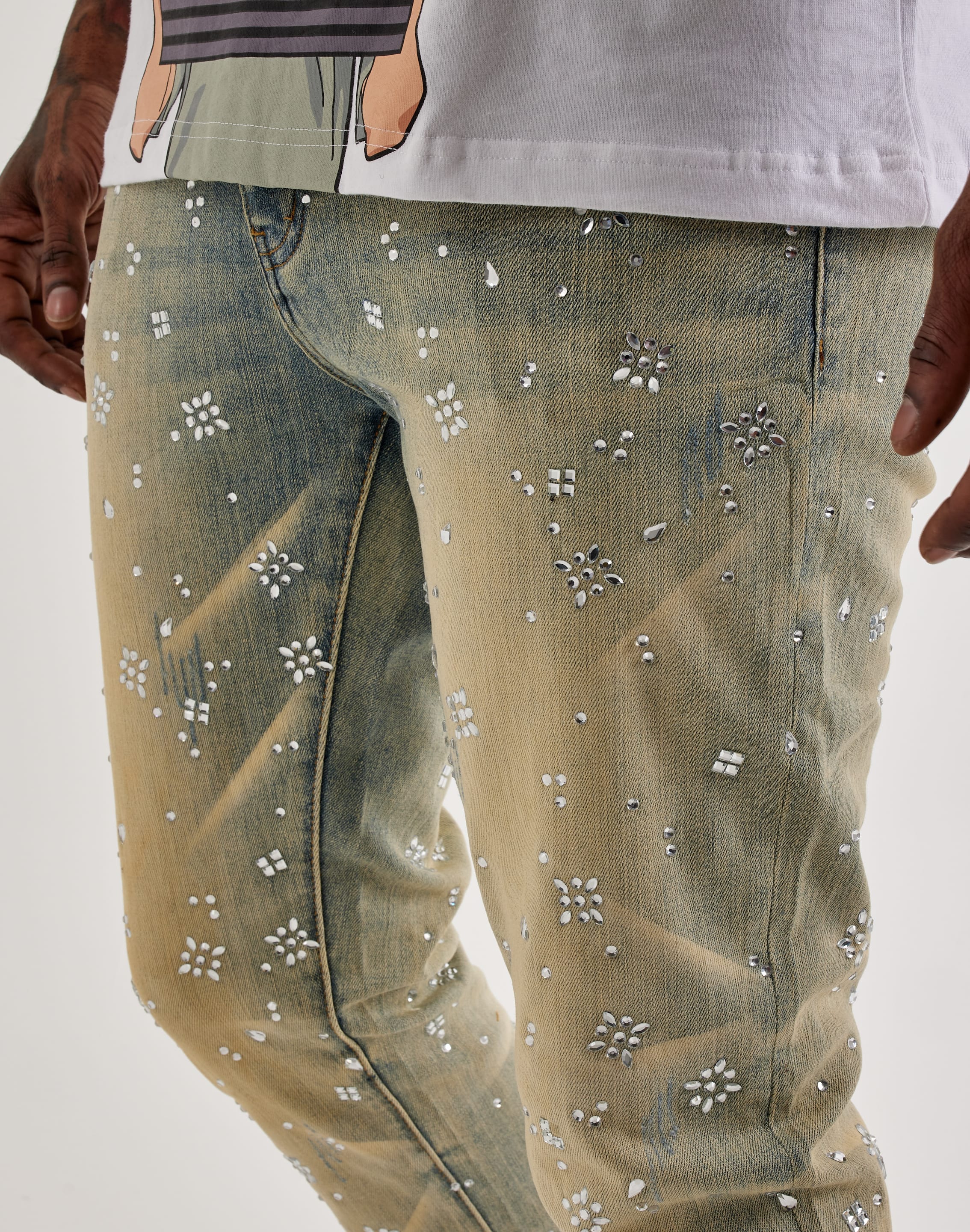 GFTD la Kevin Slim Rhinestone Denim Jeans