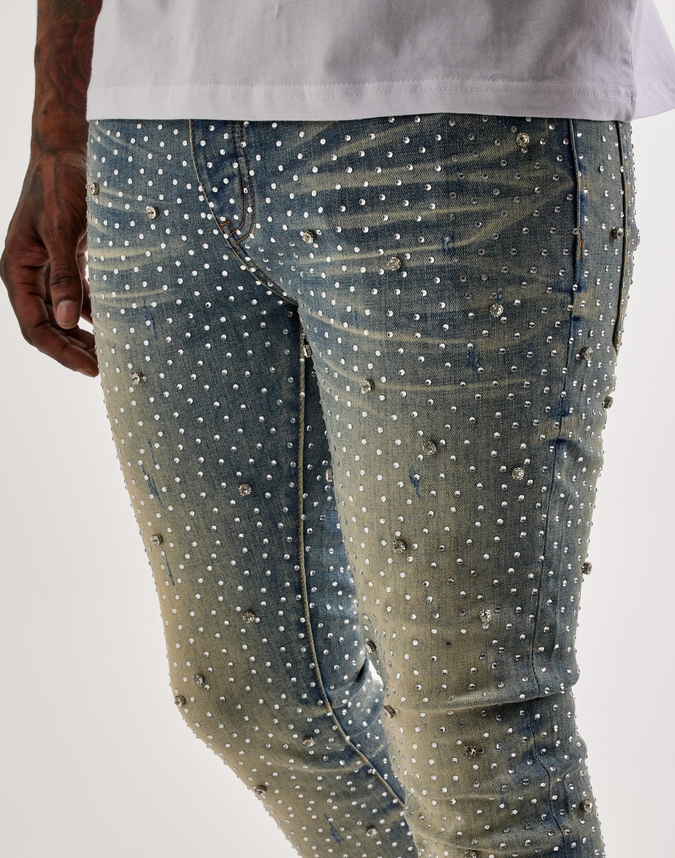GFTD la Jazz Stacked Rhinestone Denim Jeans