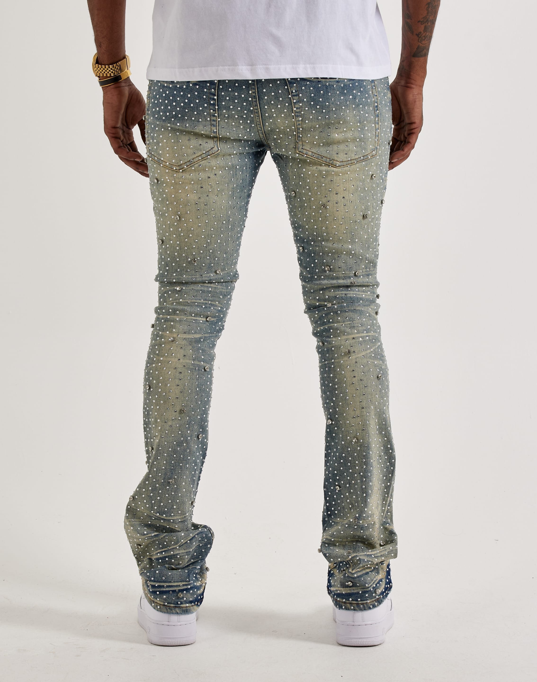 GFTD la Jazz Stacked Rhinestone Denim Jeans