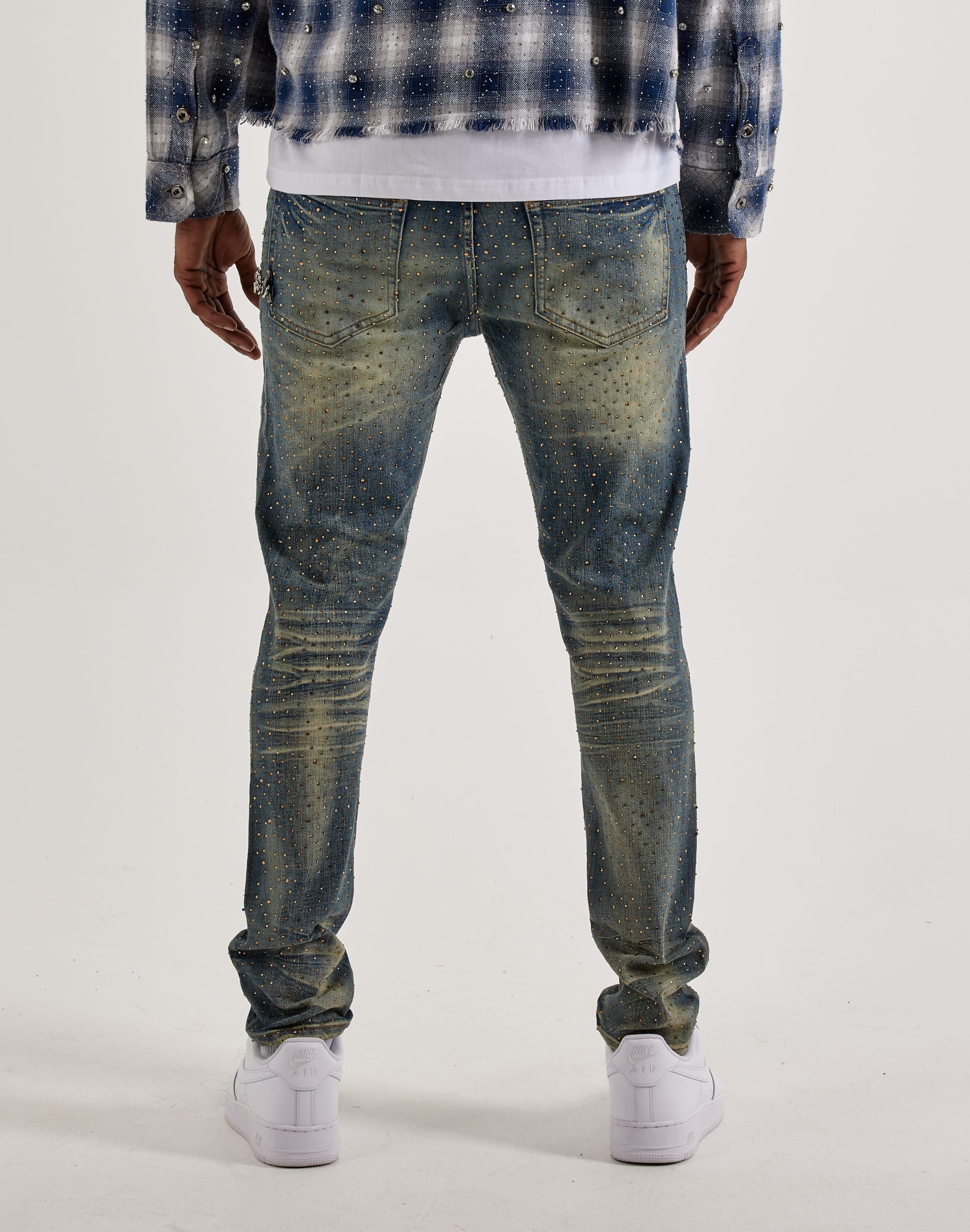 GFTD la Ami Slim Stones Chain Denim Jeans