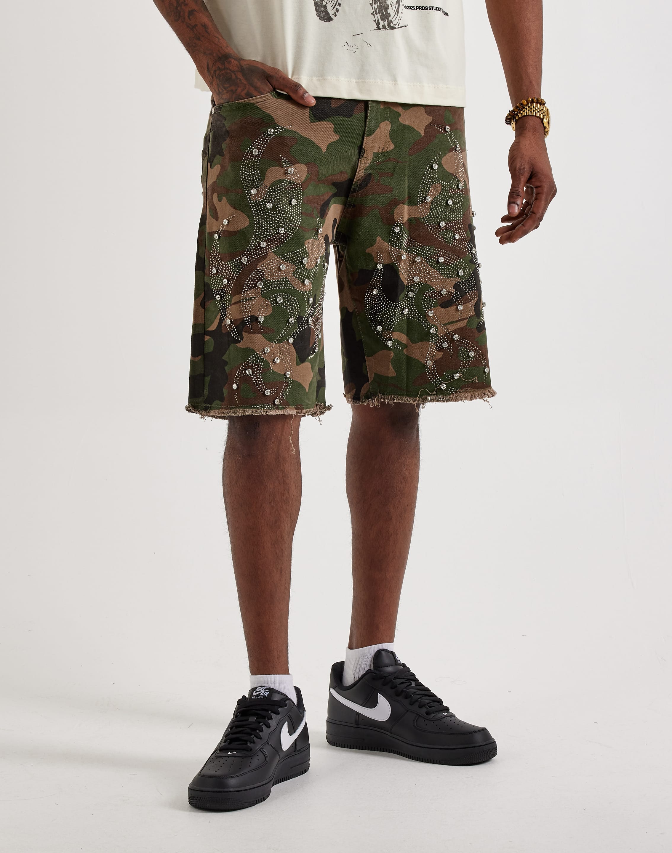 Waimea Rhinestone Flame Cutoff Shorts