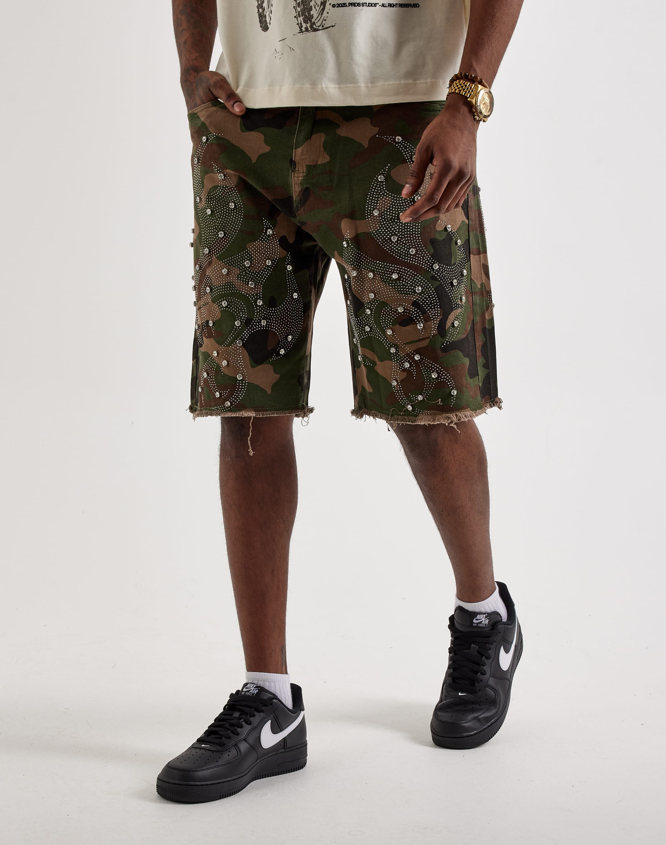 Waimea Rhinestone Flame Cutoff Shorts