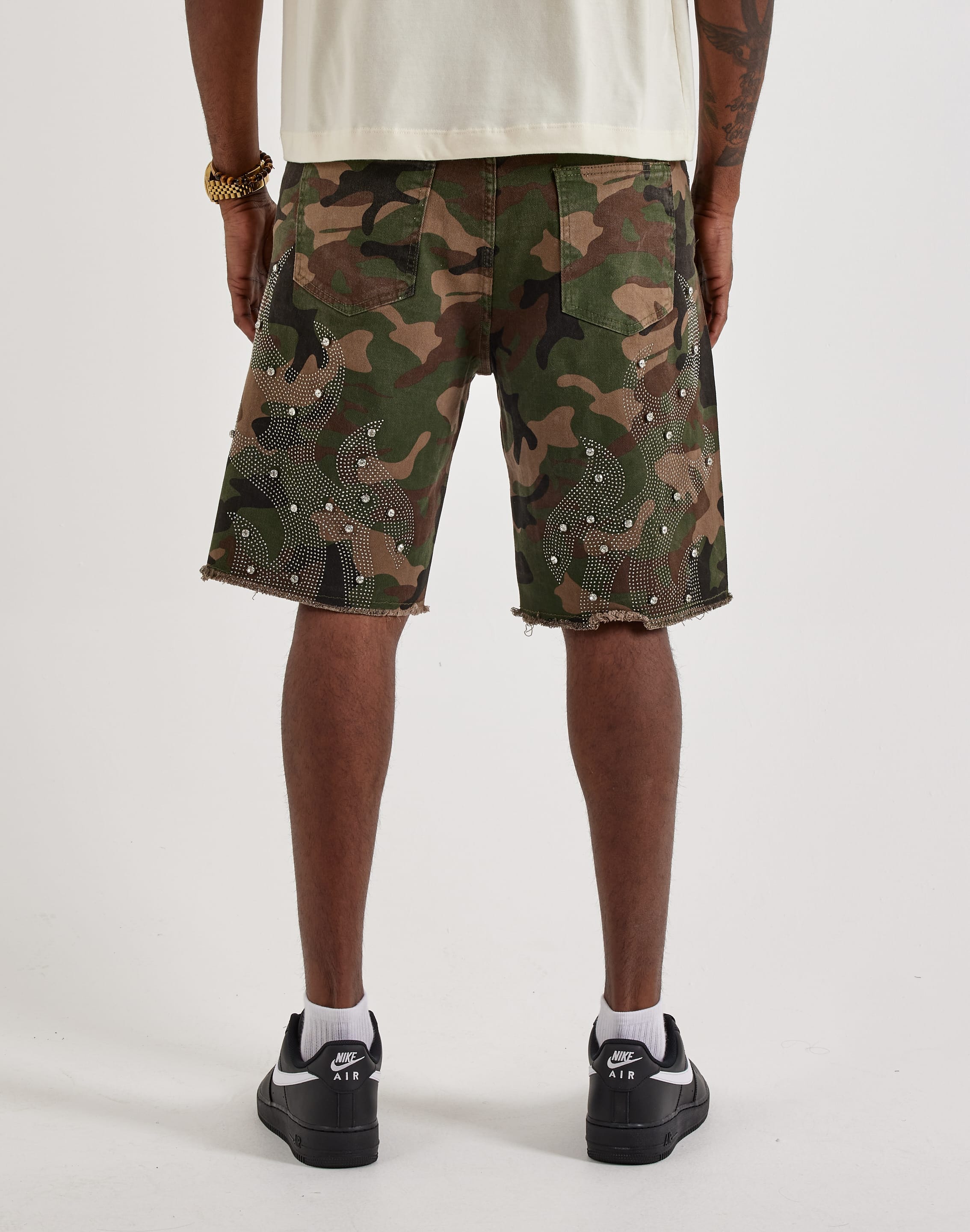 Waimea Rhinestone Flame Cutoff Shorts