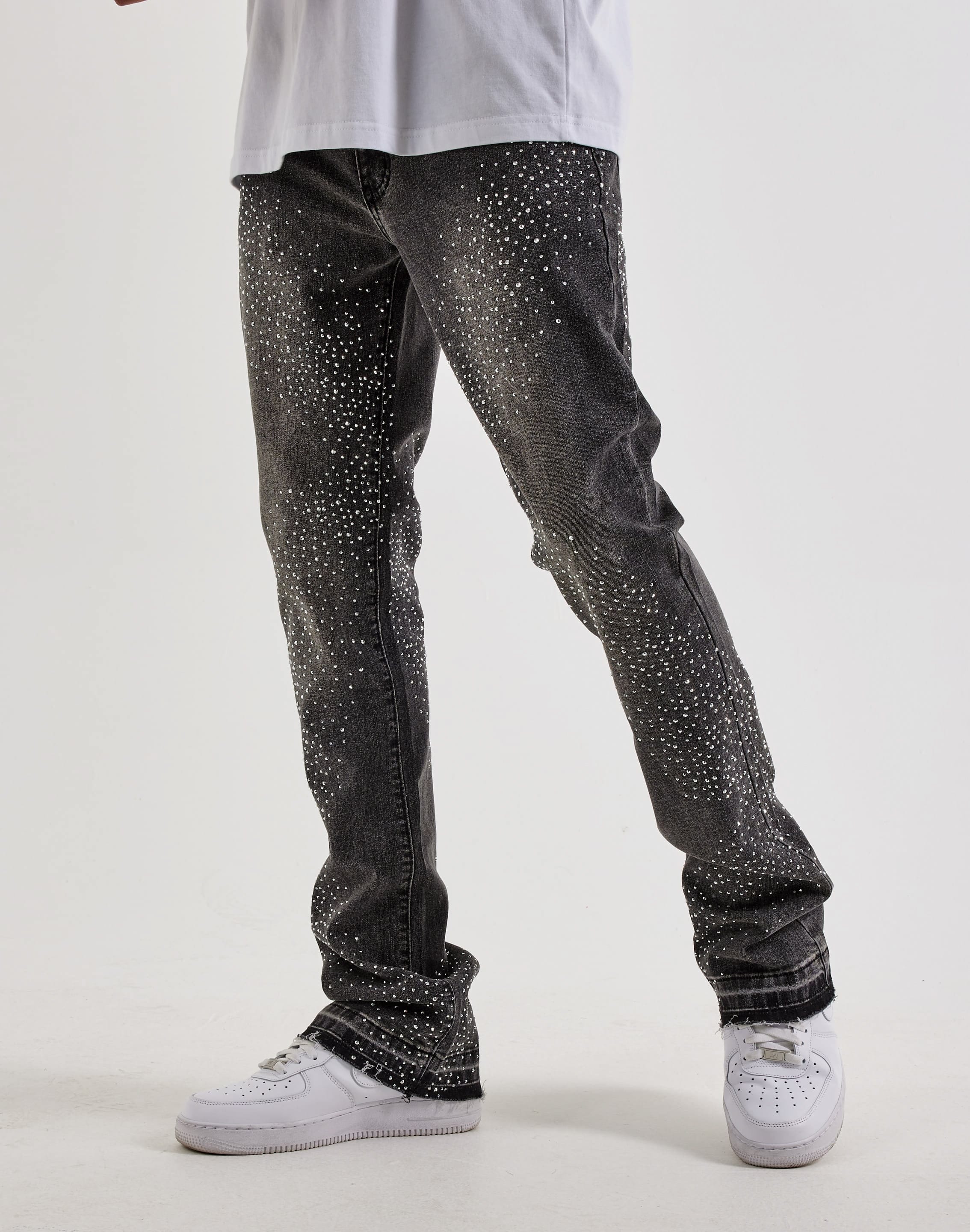 UR Sprinkle Rhinestone Stacked Denim Jeans