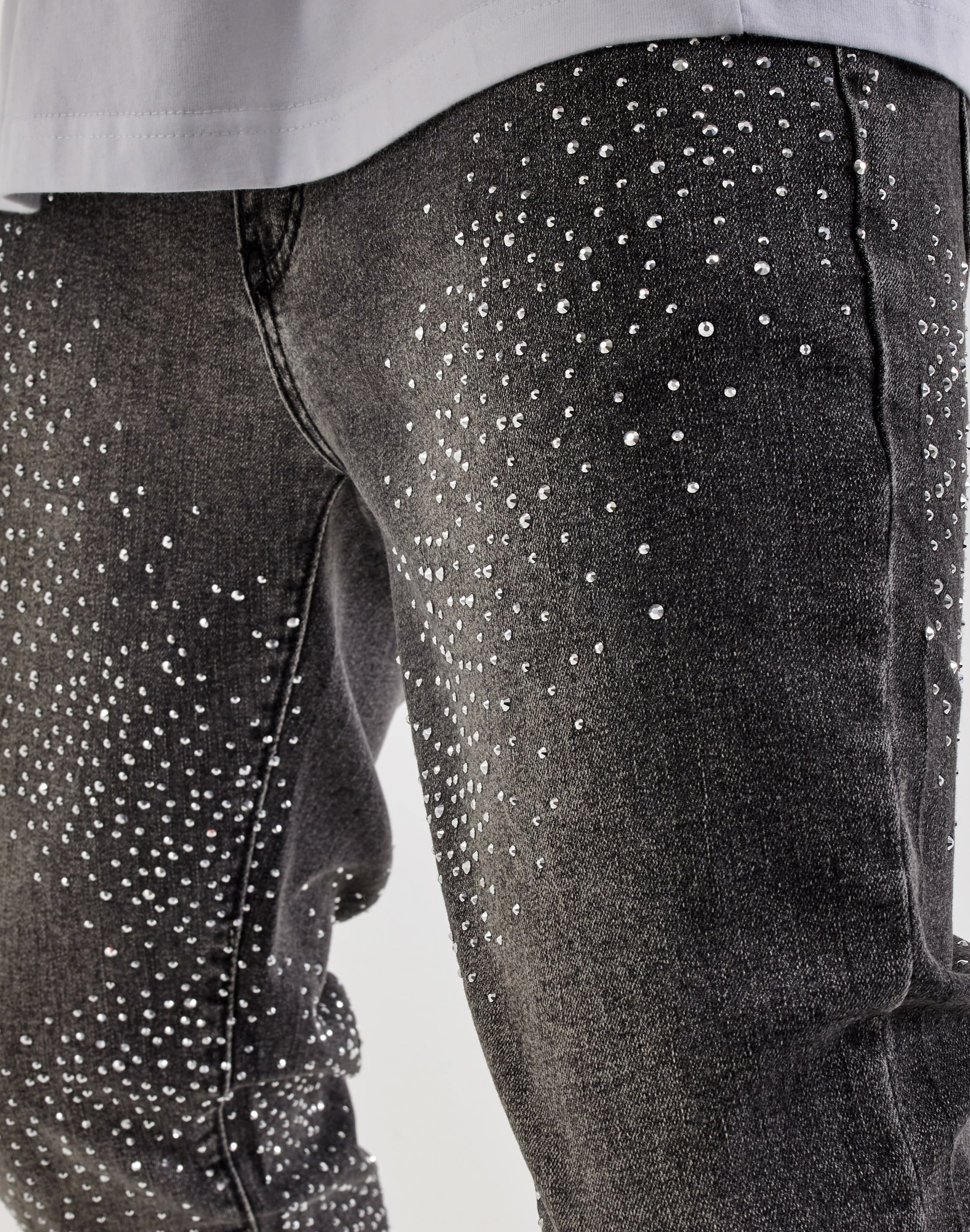 UR Sprinkle Rhinestone Stacked Denim Jeans