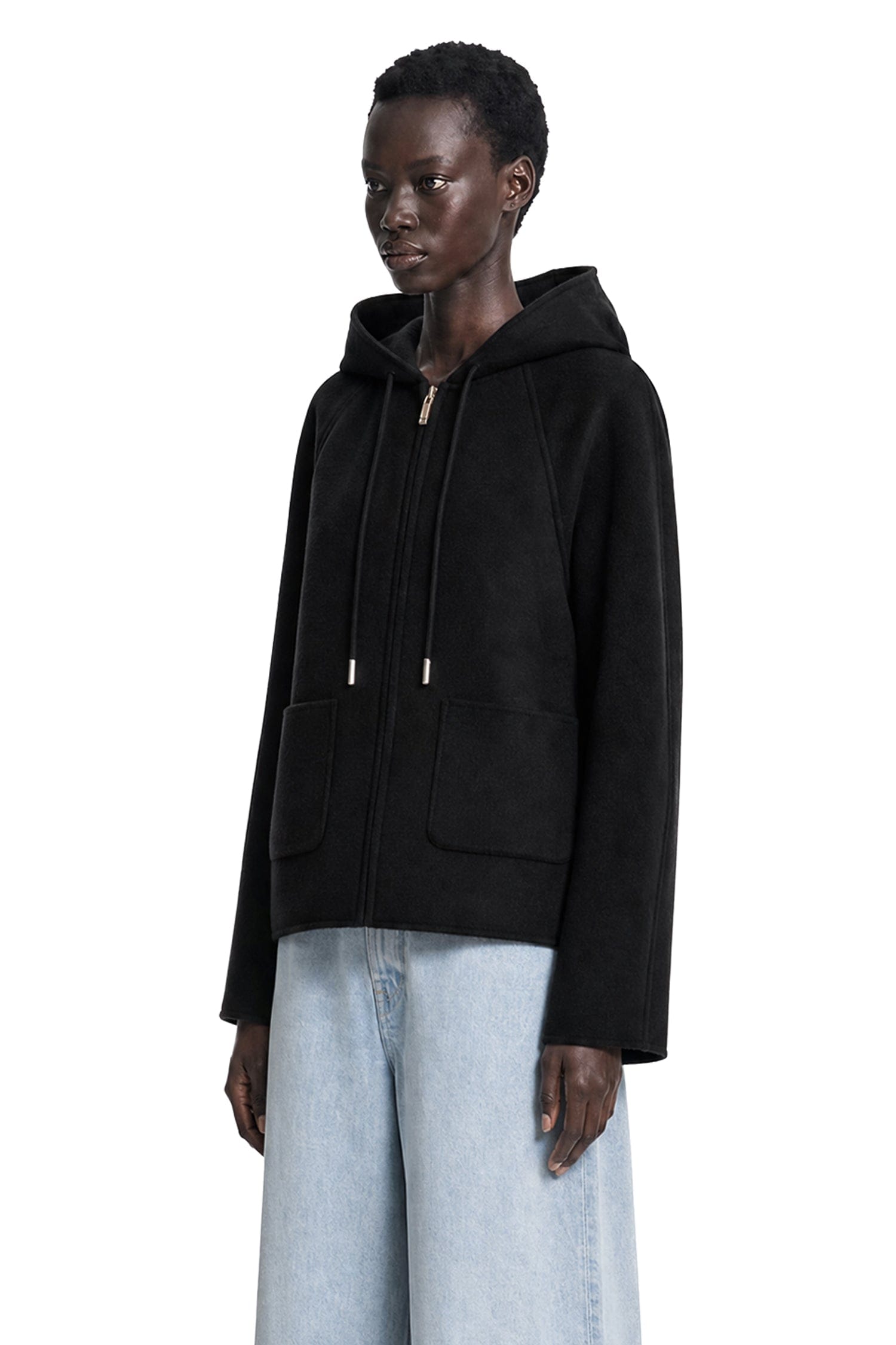 MAX MARA Wool Blend and Silk Hooded Coat
