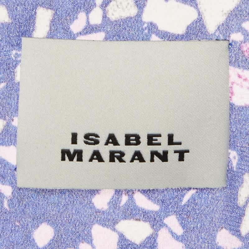 Isabel Marant Purple Speckle Print Silk Ruched Blouse