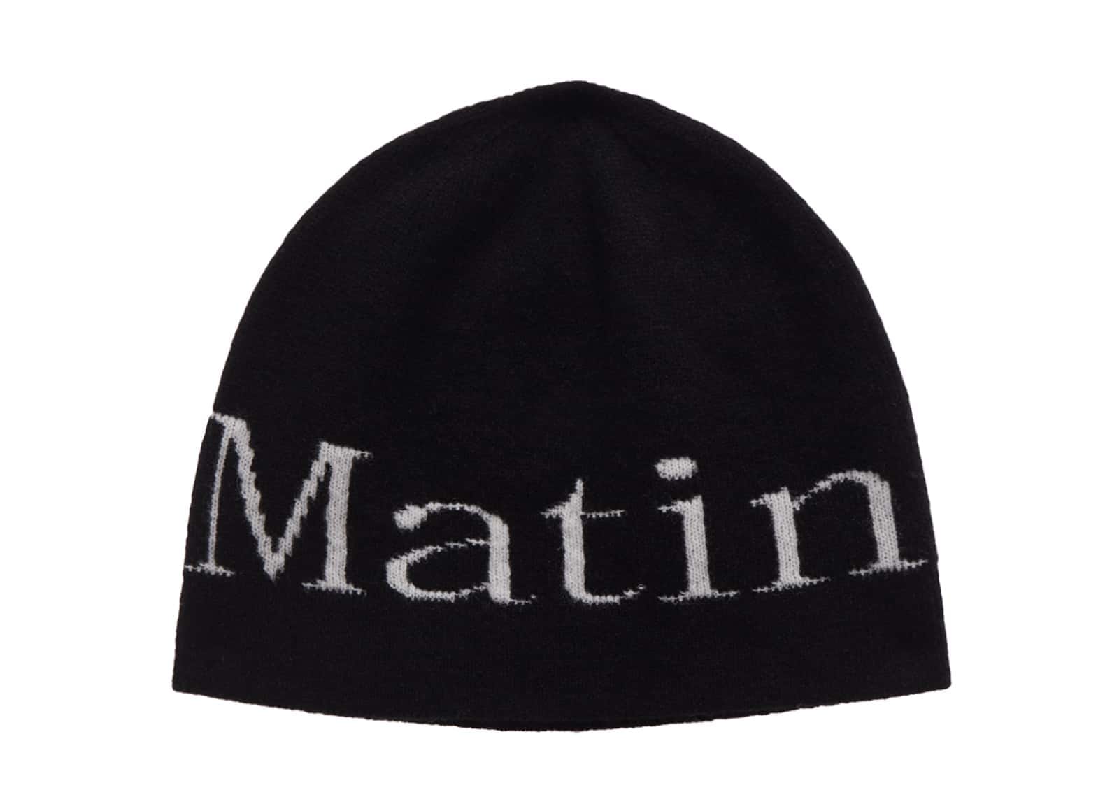 Matin Kim Logo Jacquard Short Beanie Black HT006