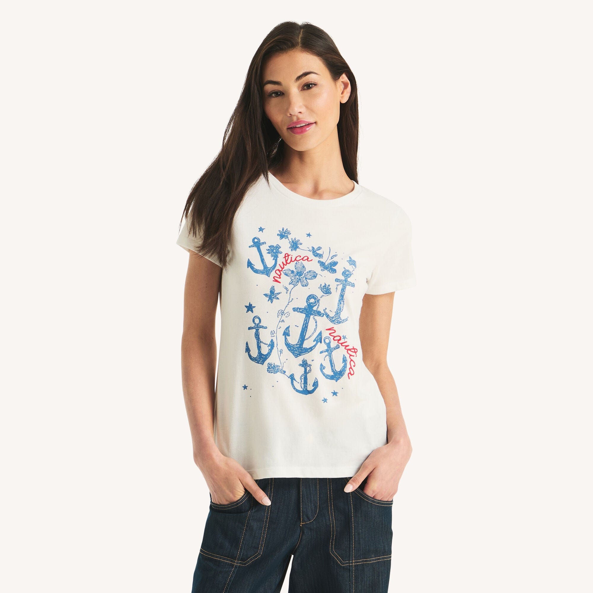 Nautica Womens Anchors Graphic T - Shirt