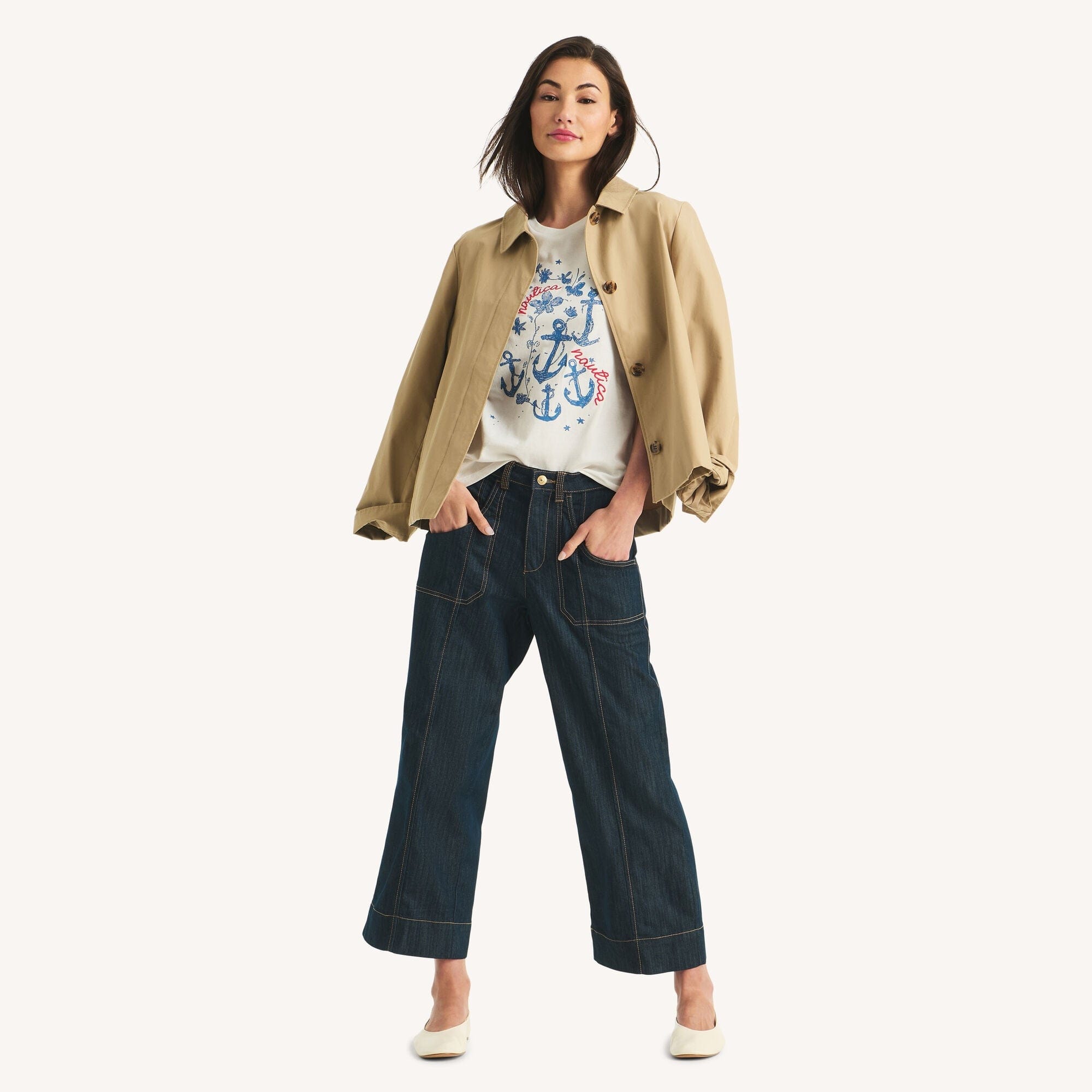 Nautica Womens Anchors Graphic T - Shirt