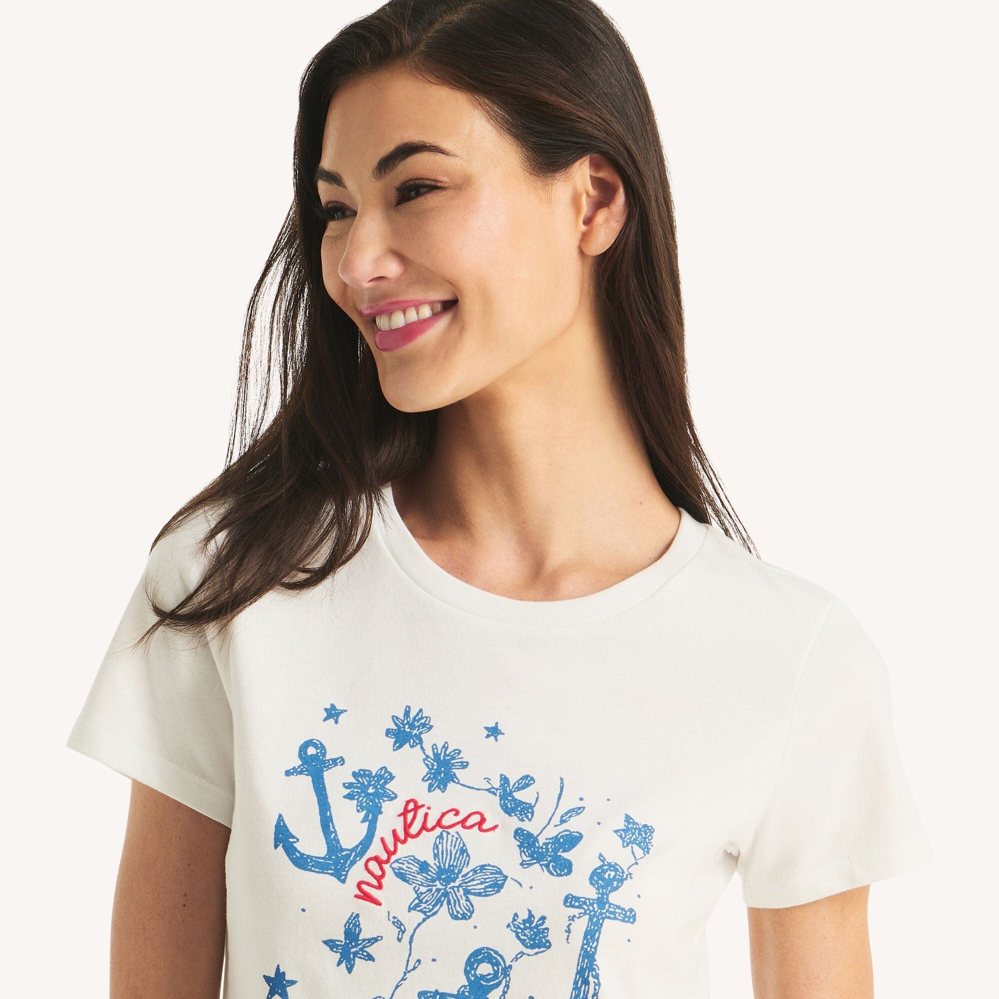Nautica Womens Anchors Graphic T - Shirt