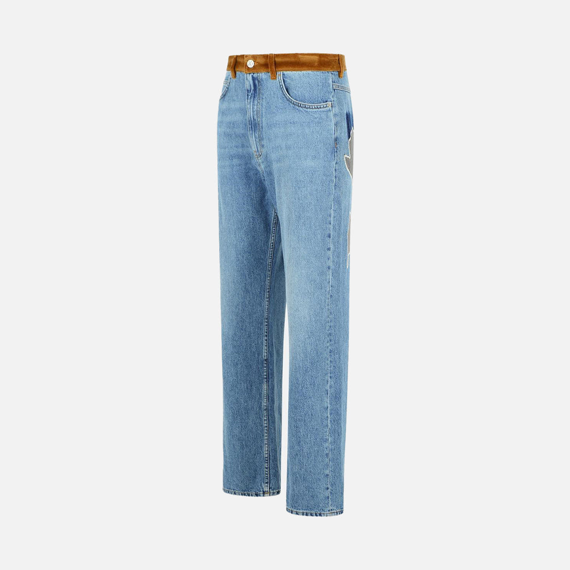 MARNI WIDE LEG DENIM W/ PATCH - DEEP BLUE