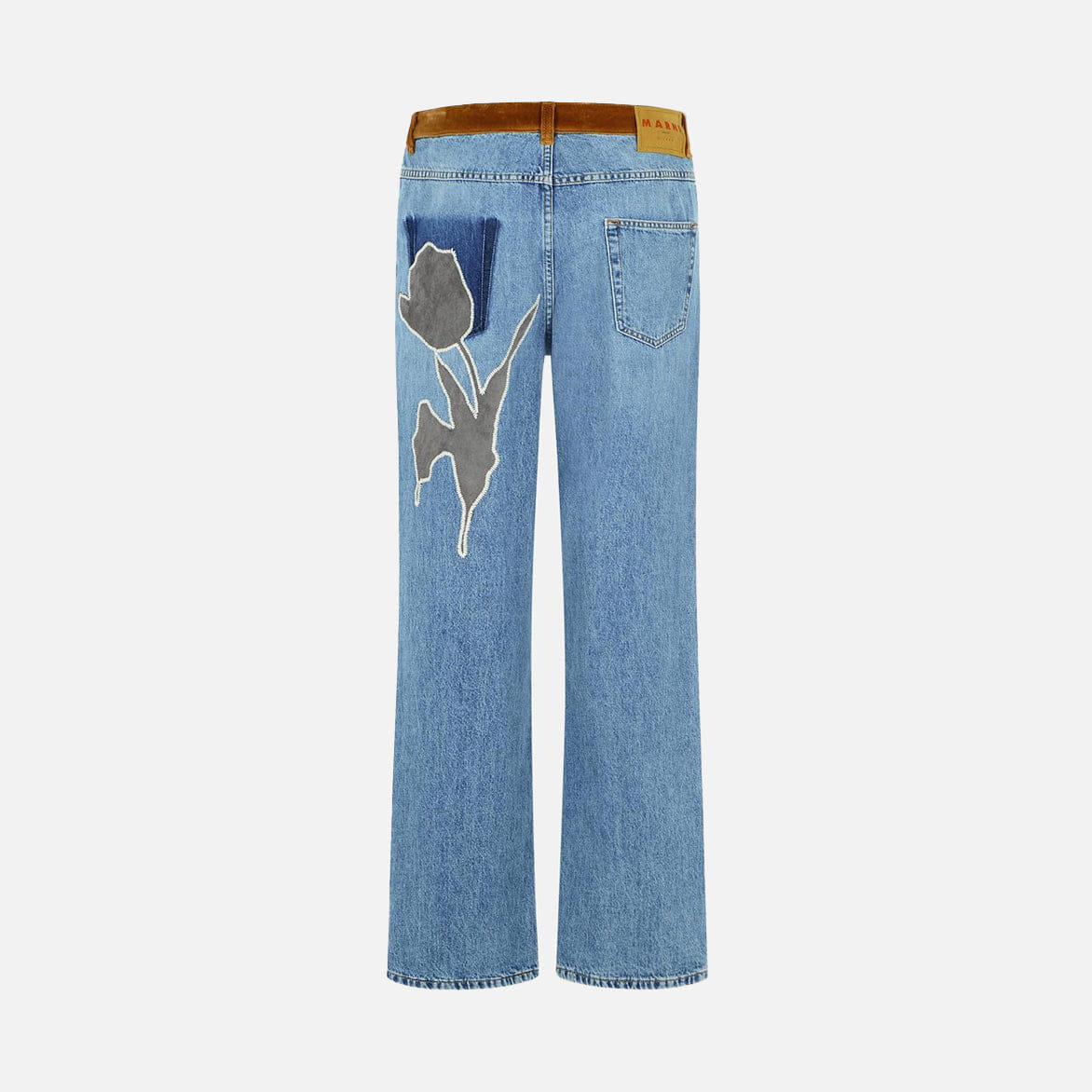 MARNI WIDE LEG DENIM W/ PATCH - DEEP BLUE
