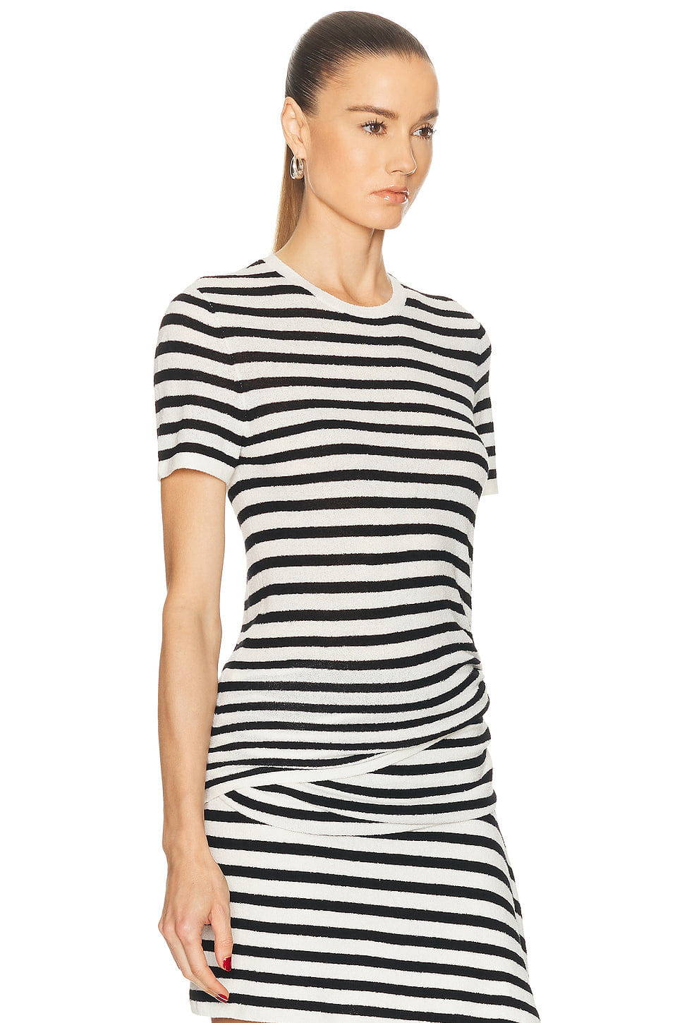 Christopher Esber Stripe Knit Ruched Orbit T-Shirt