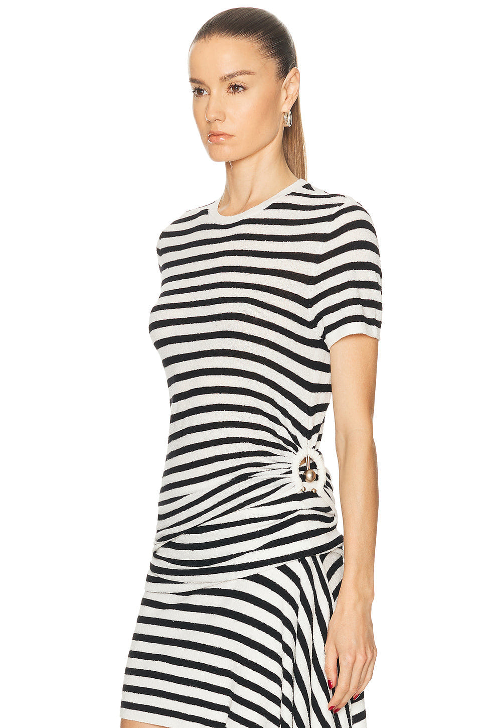 Christopher Esber Stripe Knit Ruched Orbit T-Shirt