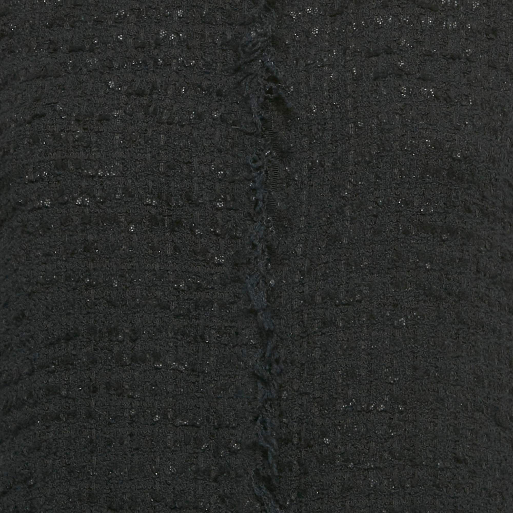 Giambattista Valli Black Tweed Mid - Length Coat