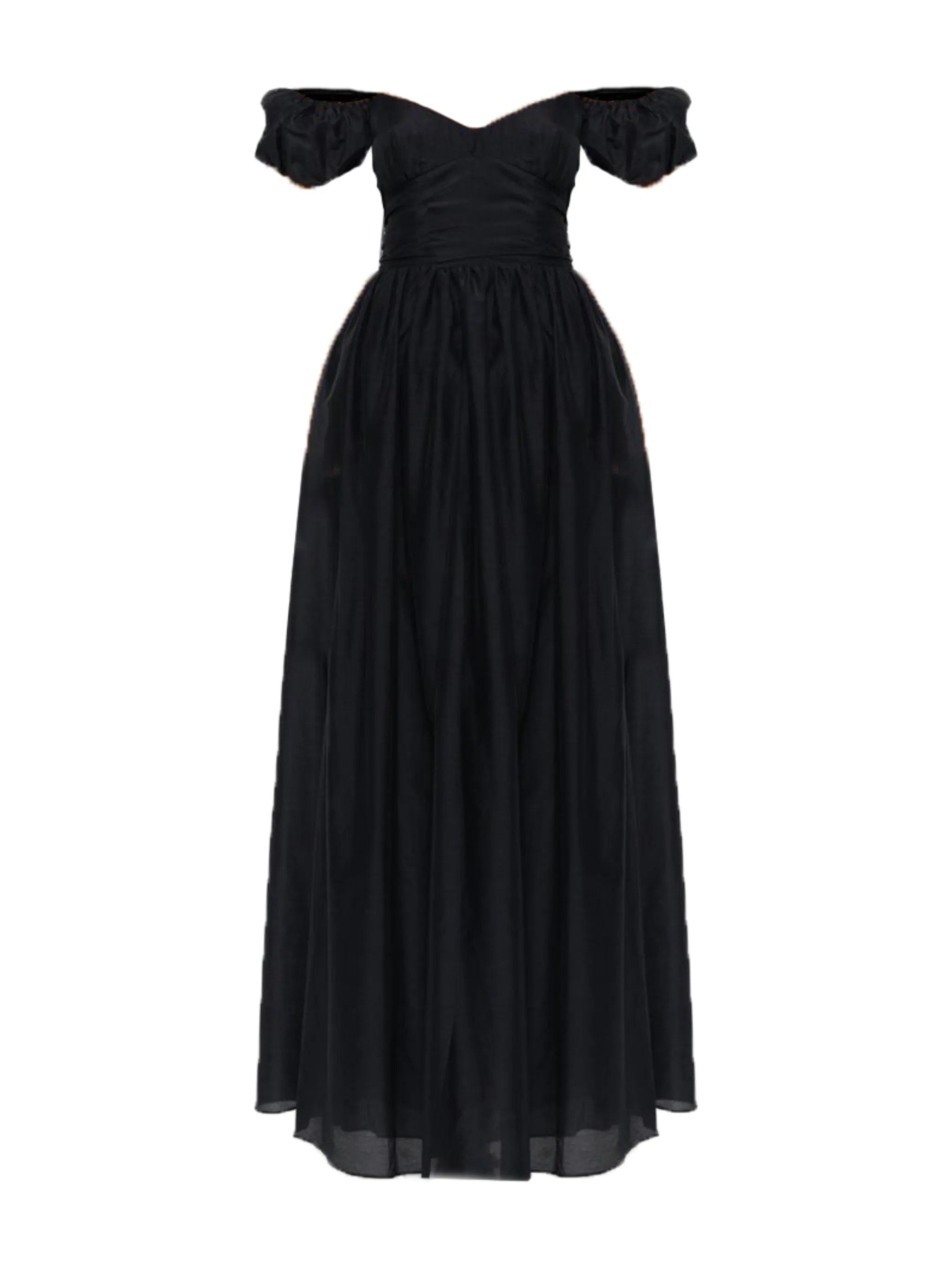 Matteau off - shoulder puffed - sleeve maxi dress