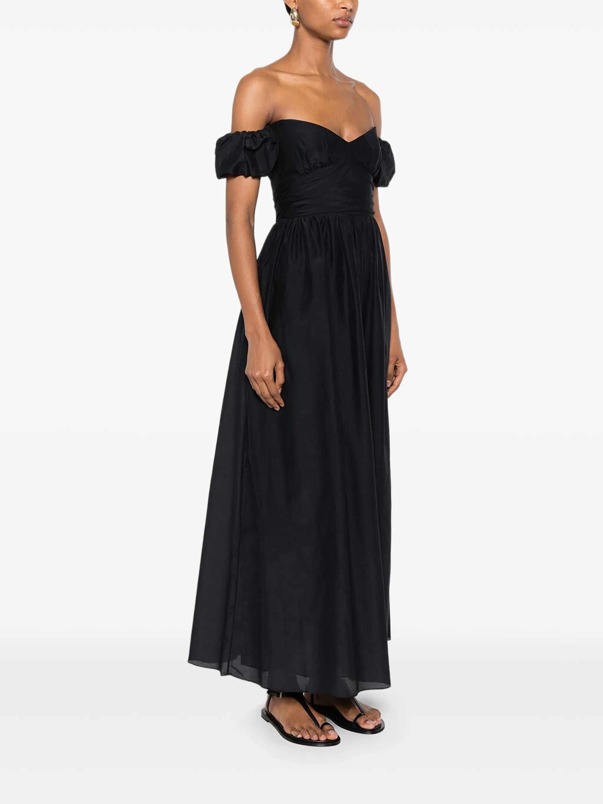 Matteau off - shoulder puffed - sleeve maxi dress