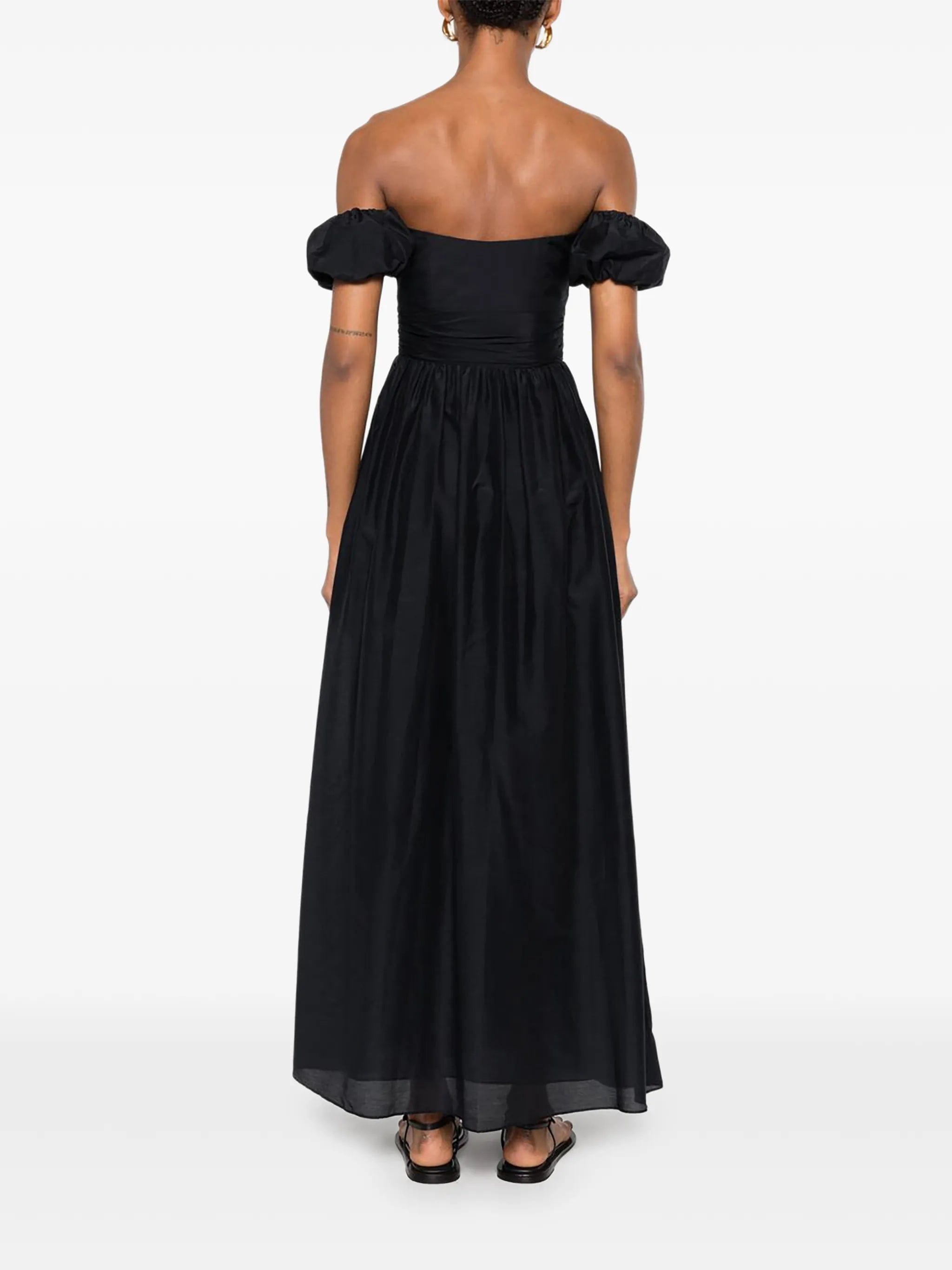 Matteau off - shoulder puffed - sleeve maxi dress