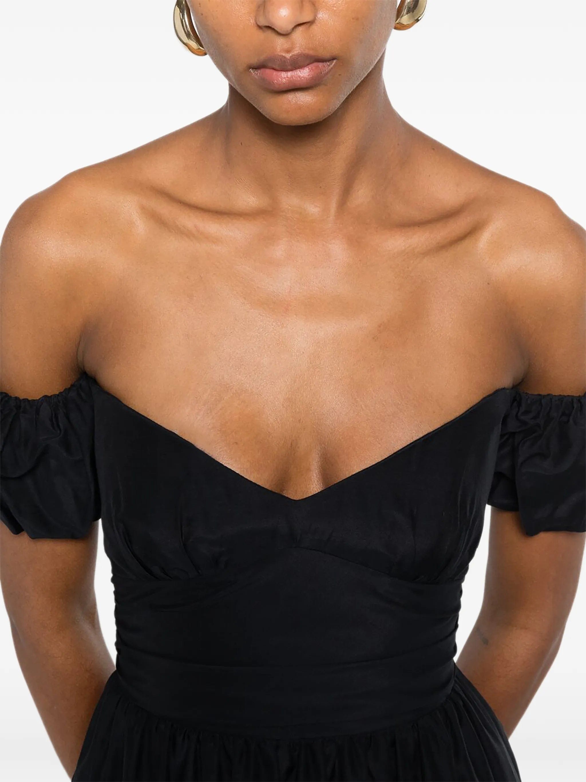 Matteau off - shoulder puffed - sleeve maxi dress