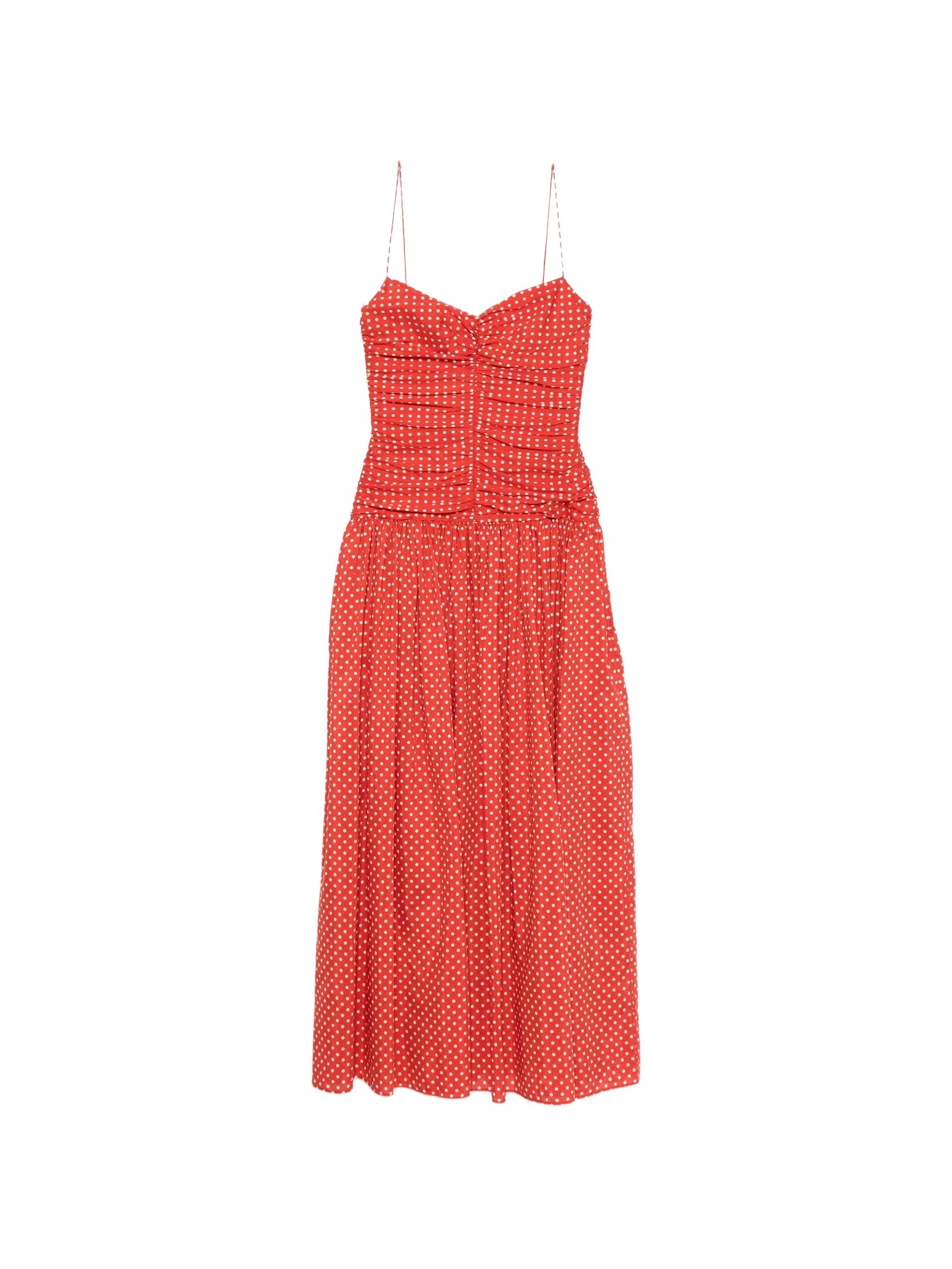 Matteau gathered polka dot midi dress